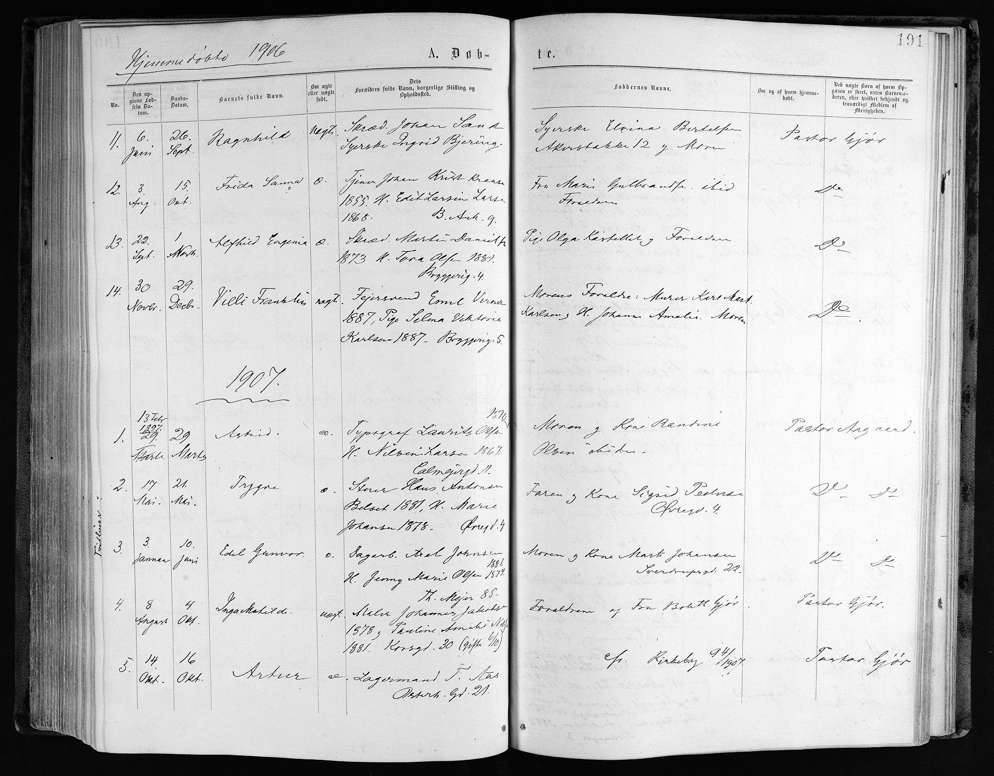 Jakob prestekontor Kirkebøker, SAO/A-10850/F/Fa/L0001: Parish register (official) no. 1, 1875-1924, p. 191