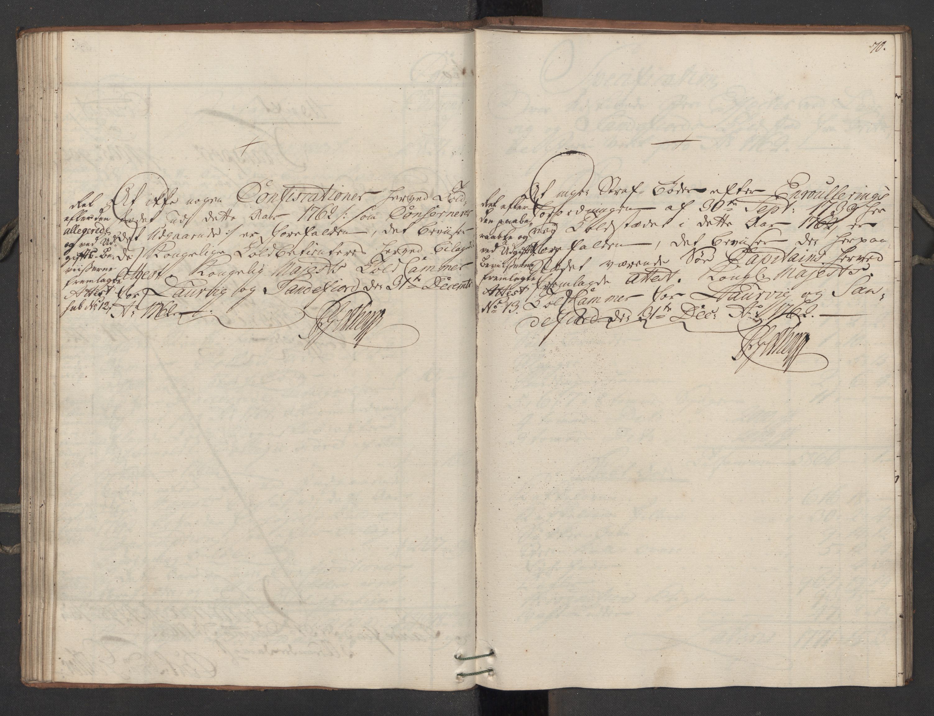 Generaltollkammeret, tollregnskaper, AV/RA-EA-5490/R11/L0039/0001: Tollregnskaper Larvik og Sandefjord / Utgående hovedtollbok, 1762, p. 69b-70a