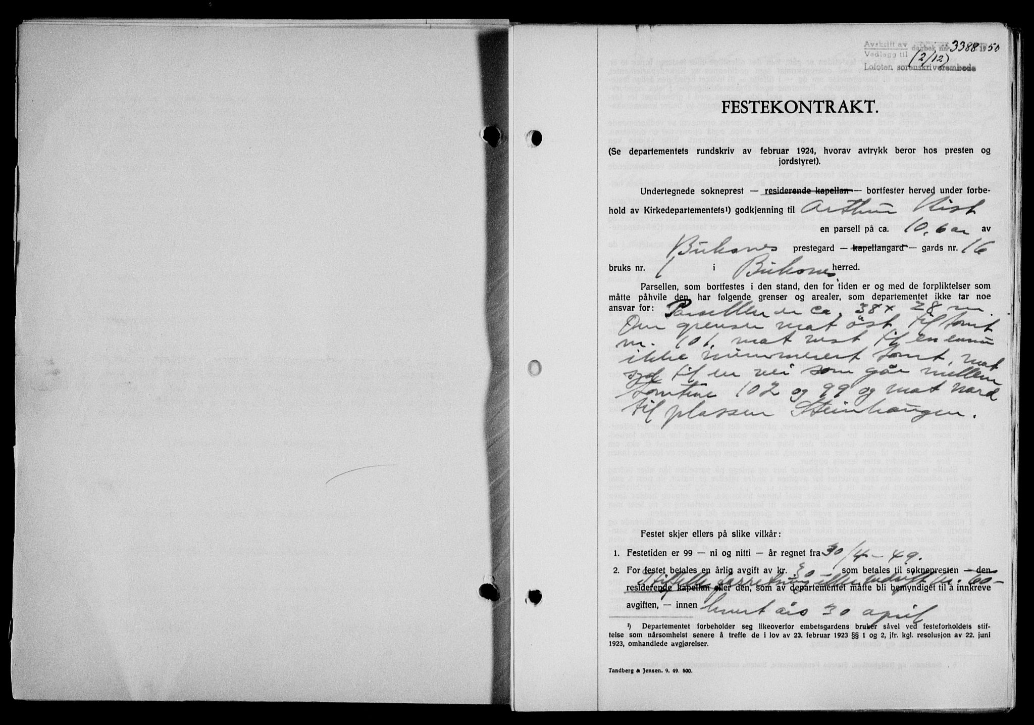 Lofoten sorenskriveri, SAT/A-0017/1/2/2C/L0025a: Mortgage book no. 25a, 1950-1951, Diary no: : 3388/1950