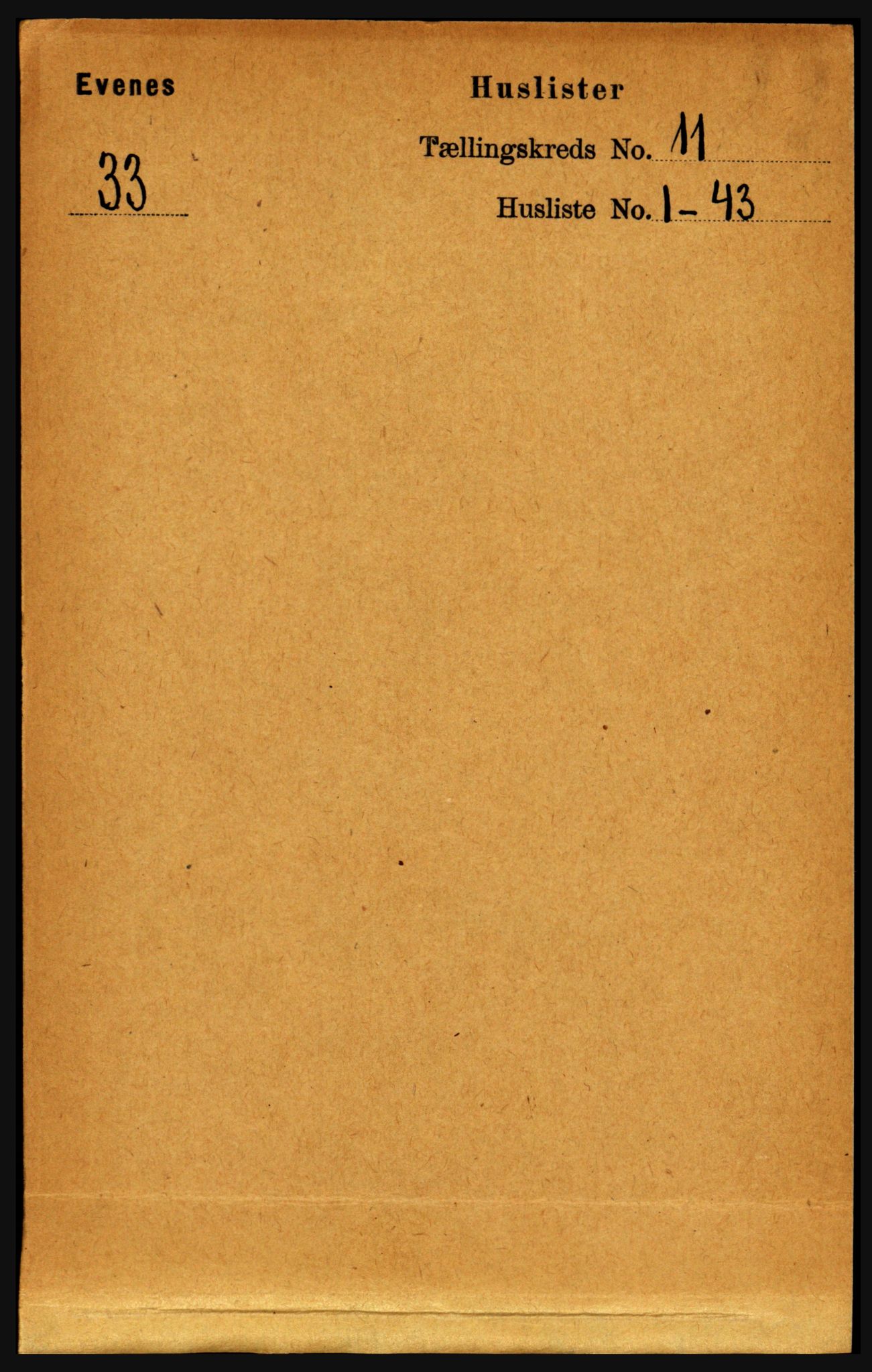 RA, 1891 census for 1853 Evenes, 1891, p. 3422