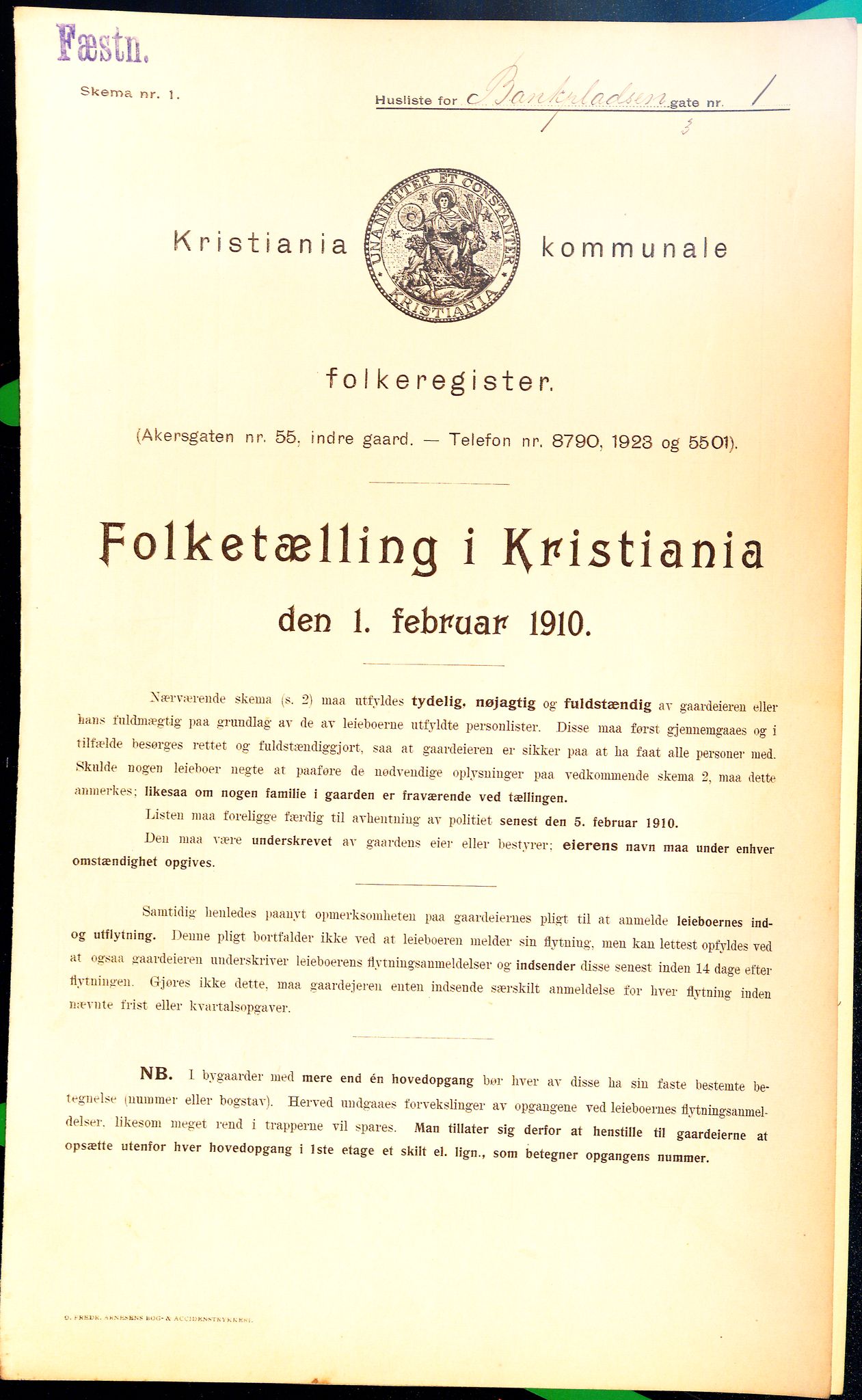 OBA, Municipal Census 1910 for Kristiania, 1910, p. 3193