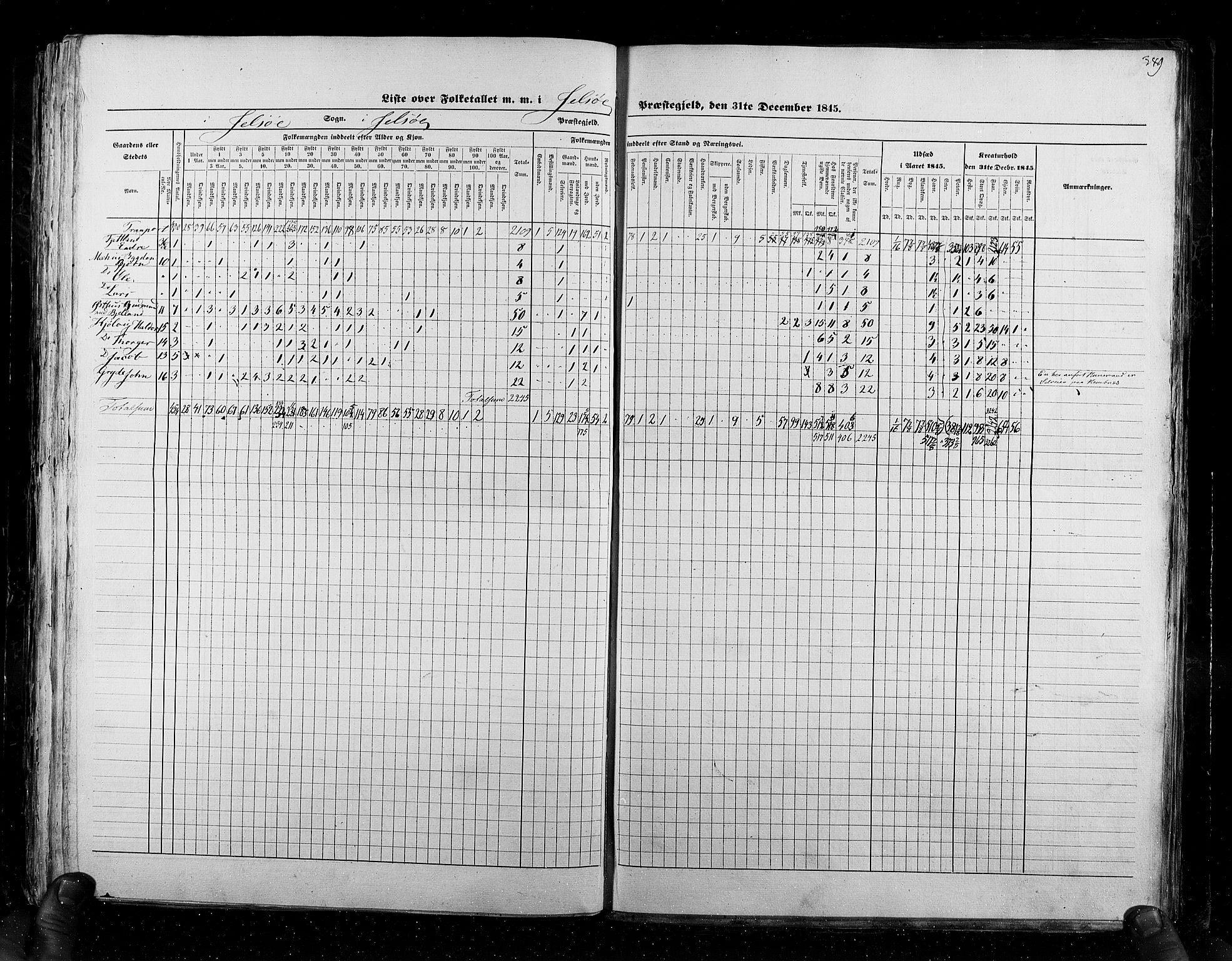 RA, Census 1845, vol. 6: Lister og Mandal amt og Stavanger amt, 1845, p. 349