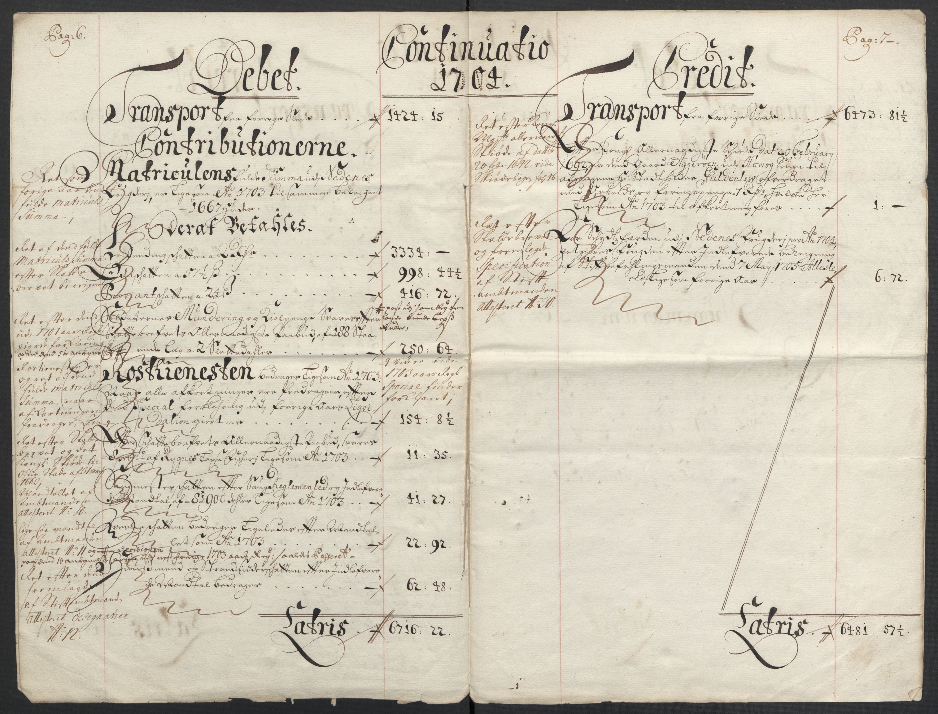 Rentekammeret inntil 1814, Reviderte regnskaper, Fogderegnskap, AV/RA-EA-4092/R39/L2317: Fogderegnskap Nedenes, 1704-1705, p. 6