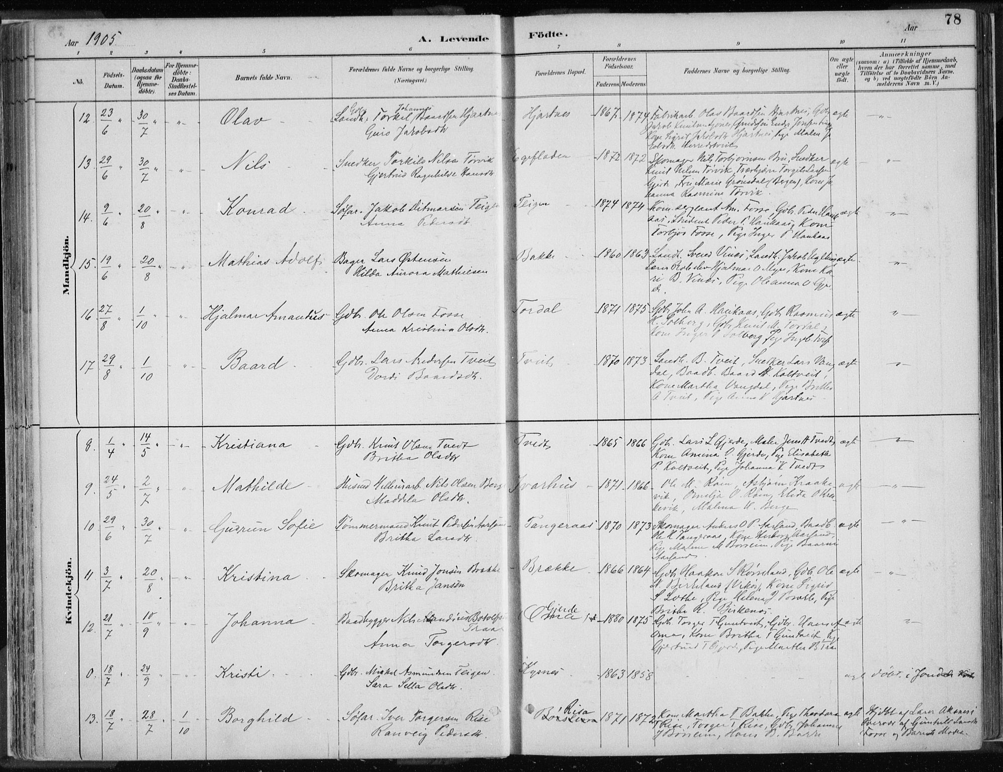 Strandebarm sokneprestembete, AV/SAB-A-78401/H/Haa: Parish register (official) no. B  1, 1886-1908, p. 78