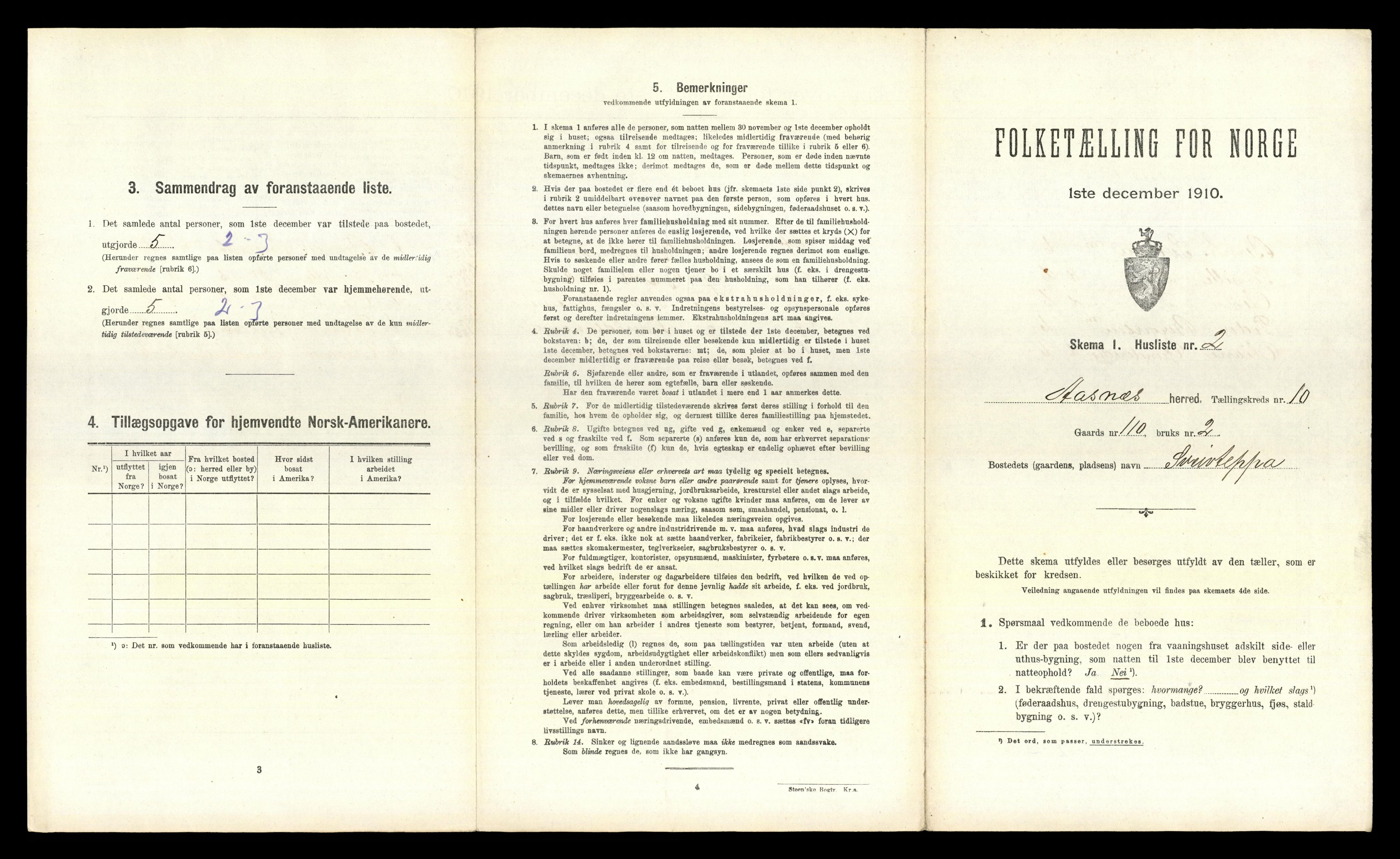 RA, 1910 census for Åsnes, 1910, p. 1514