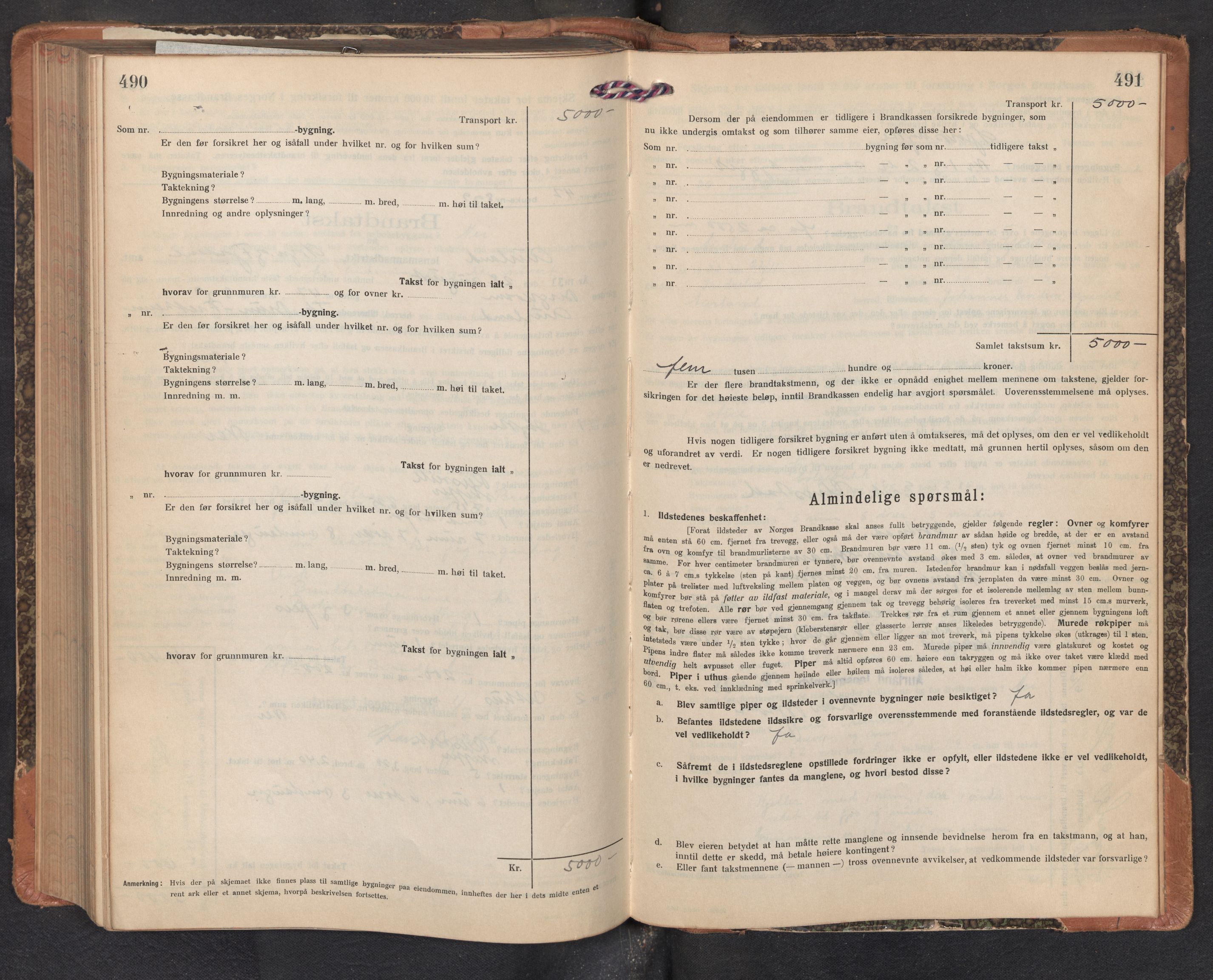 Lensmannen i Aurland, AV/SAB-A-26401/0012/L0007: Branntakstprotokoll, skjematakst, 1922-1933, p. 490-491