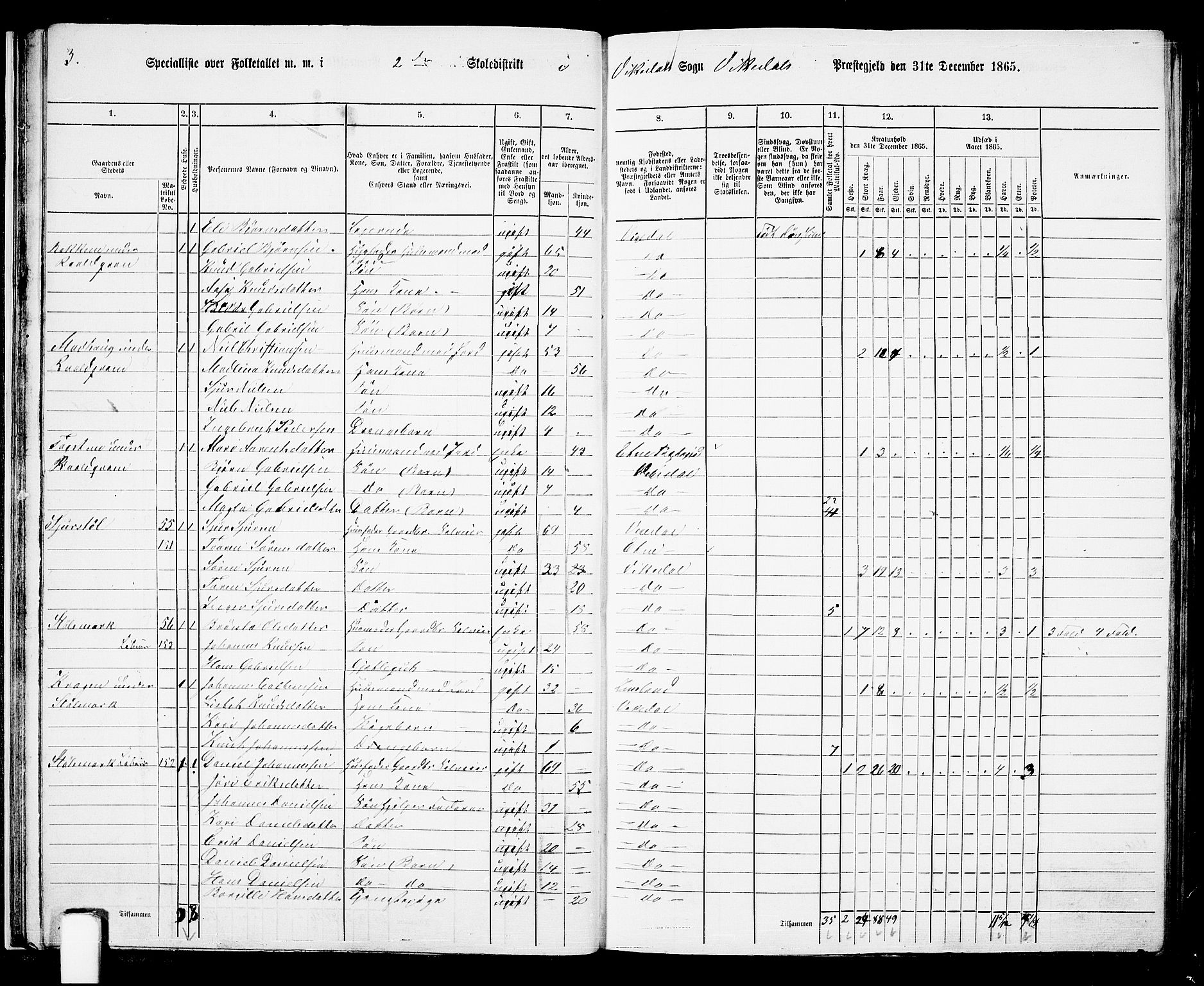 RA, 1865 census for Vikedal, 1865, p. 28