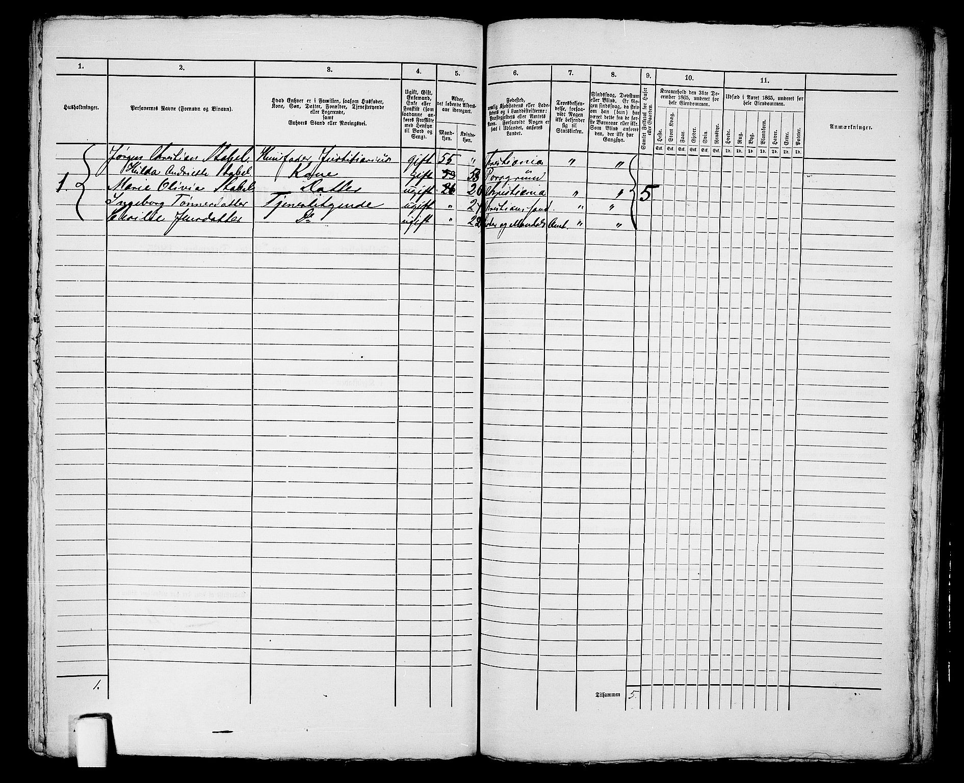 RA, 1865 census for Kristiansand, 1865, p. 1512