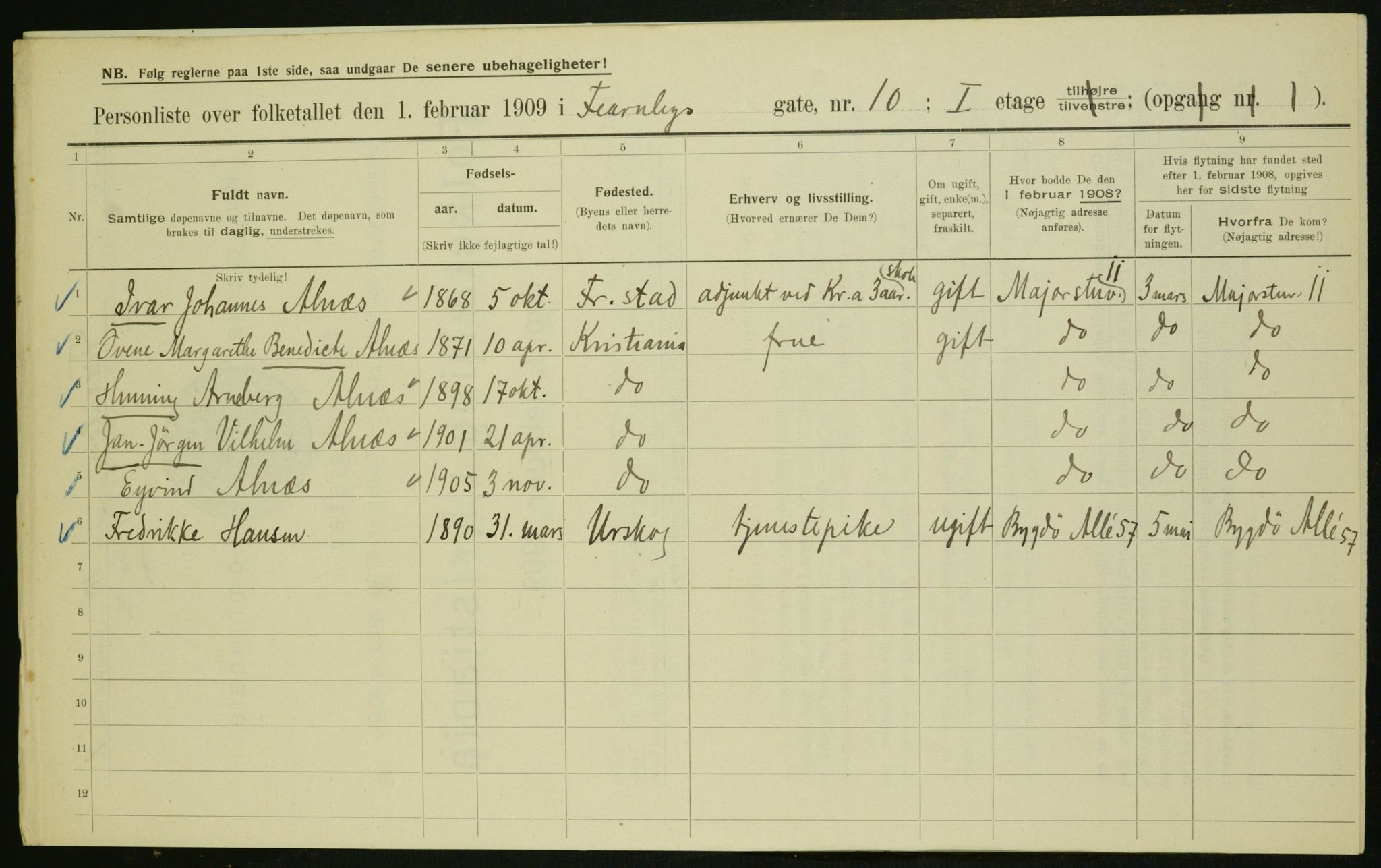 OBA, Municipal Census 1909 for Kristiania, 1909, p. 21618