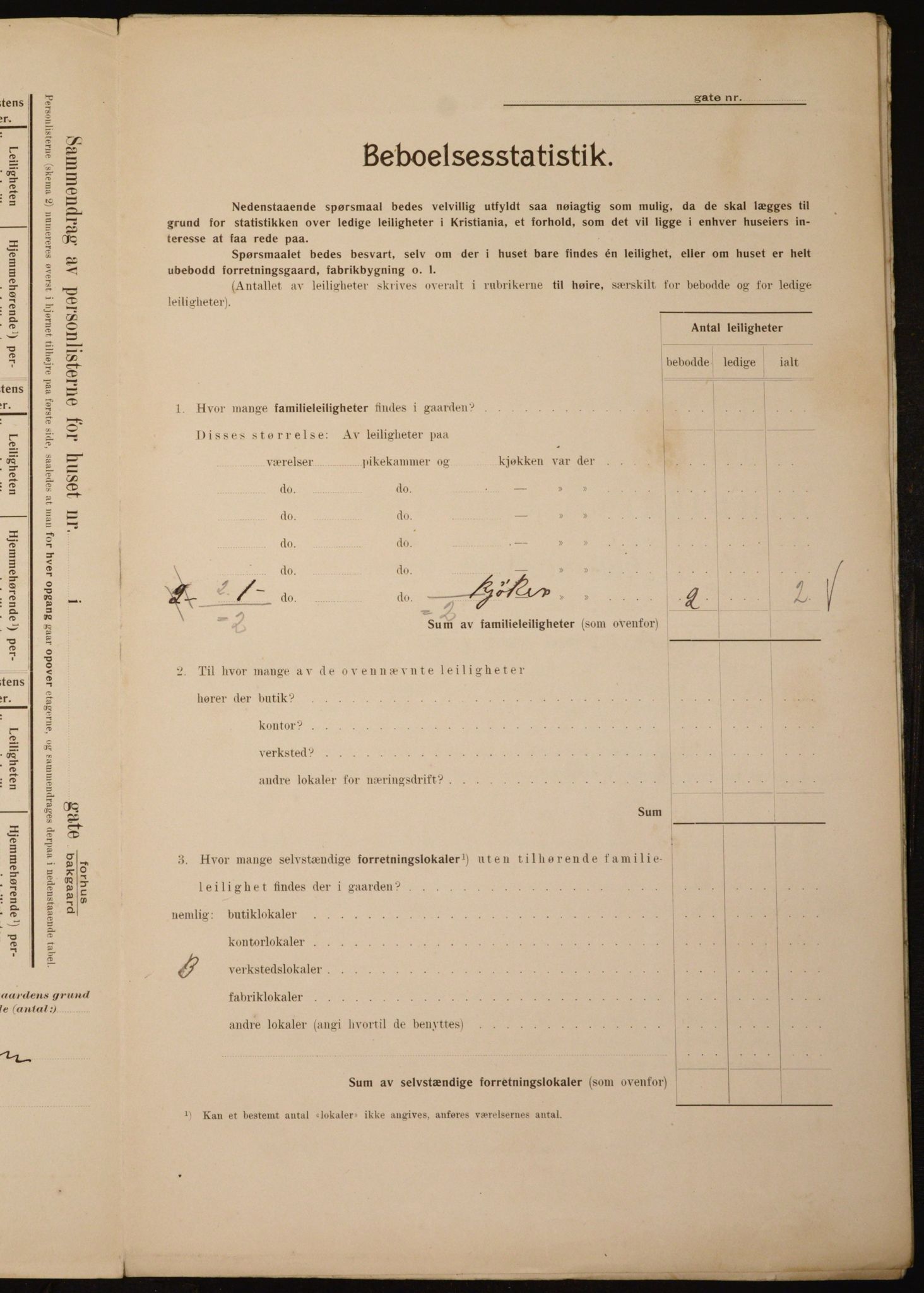 OBA, Municipal Census 1910 for Kristiania, 1910, p. 116107