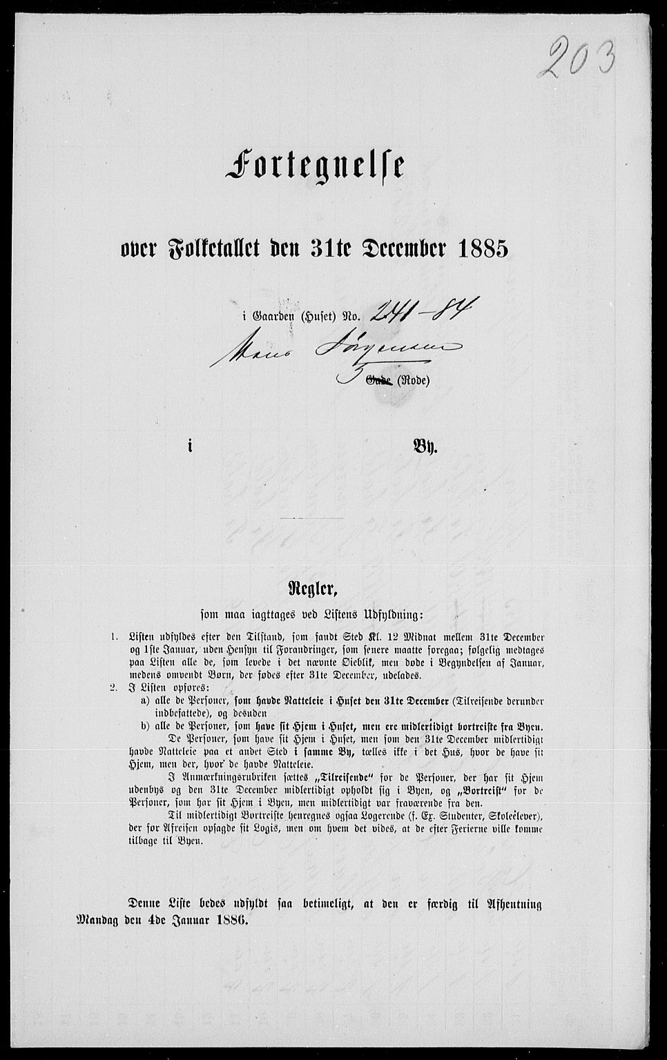 RA, 1885 census for 0101 Fredrikshald, 1885, p. 441