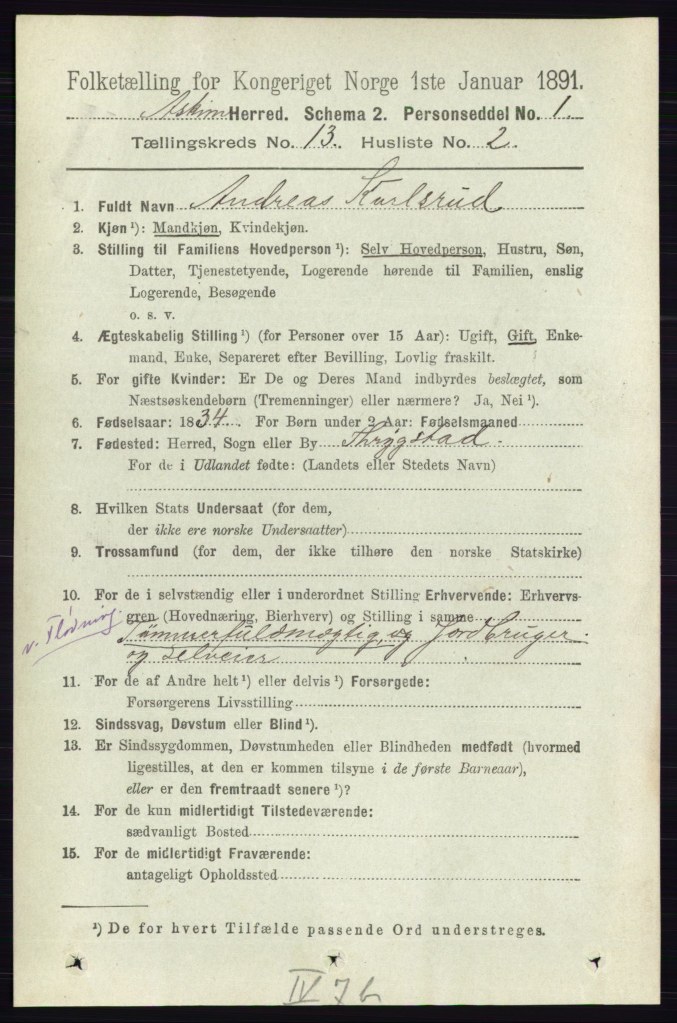 RA, 1891 census for 0124 Askim, 1891, p. 2053