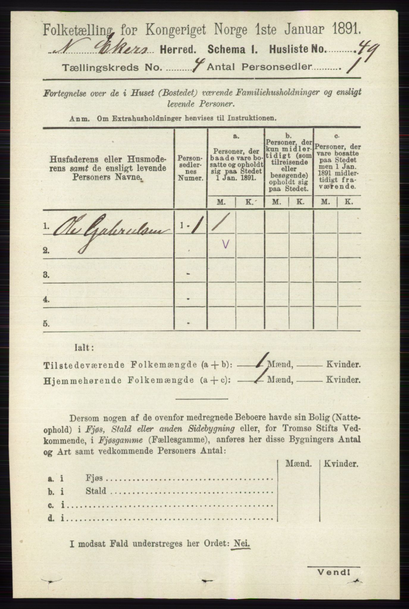 RA, 1891 census for 0625 Nedre Eiker, 1891, p. 1932