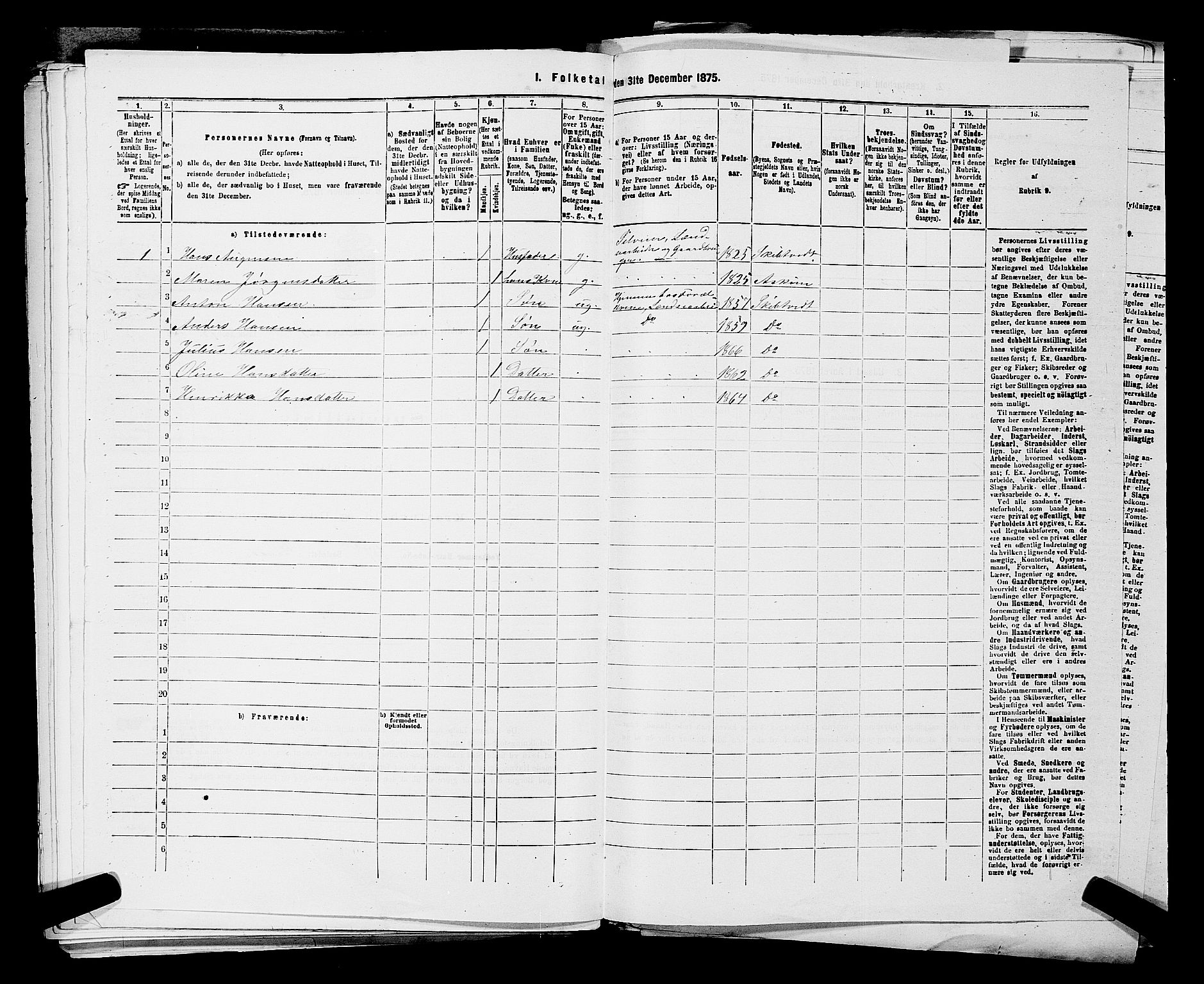 RA, 1875 census for 0127P Skiptvet, 1875, p. 205