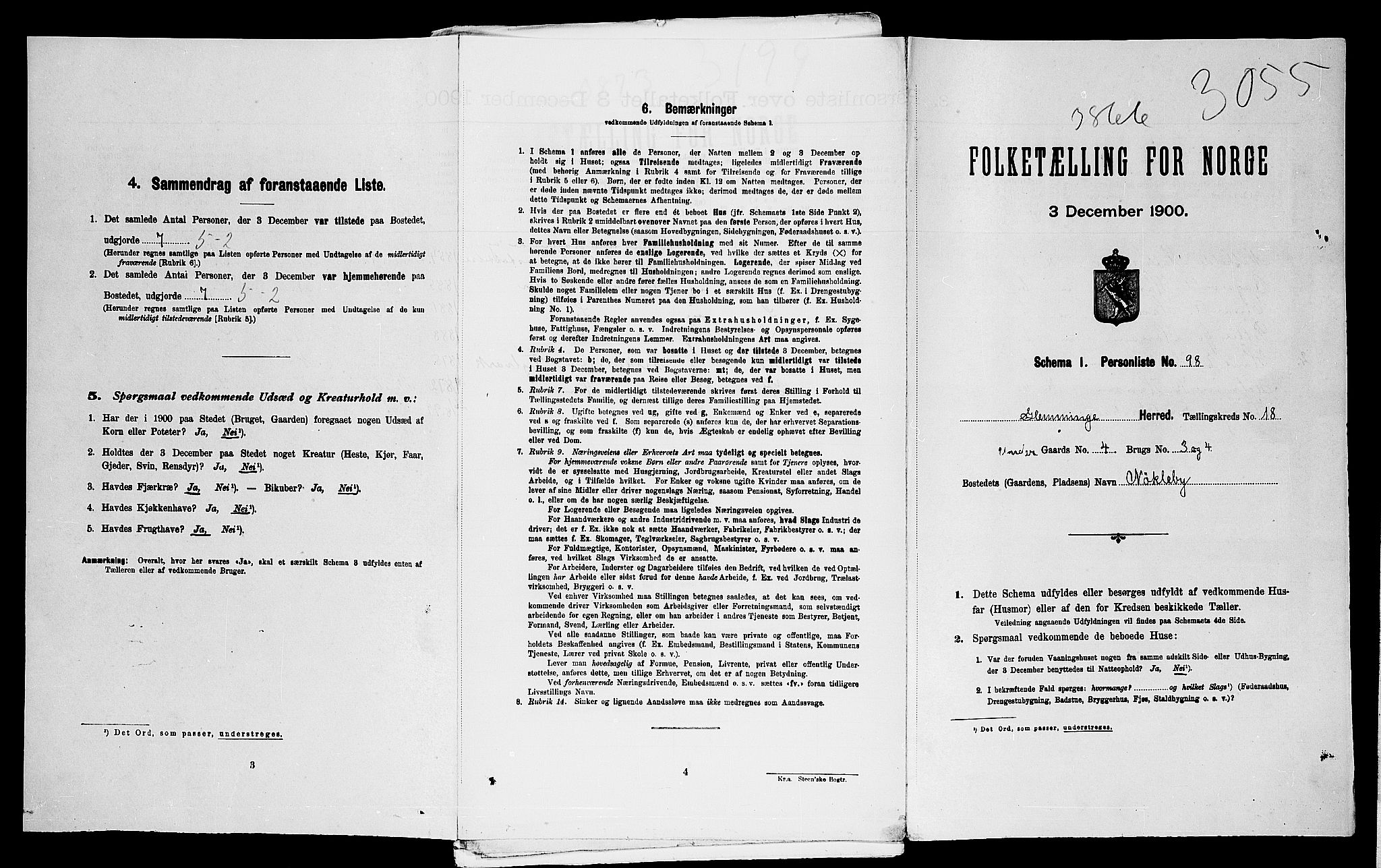 SAO, 1900 census for Glemmen, 1900