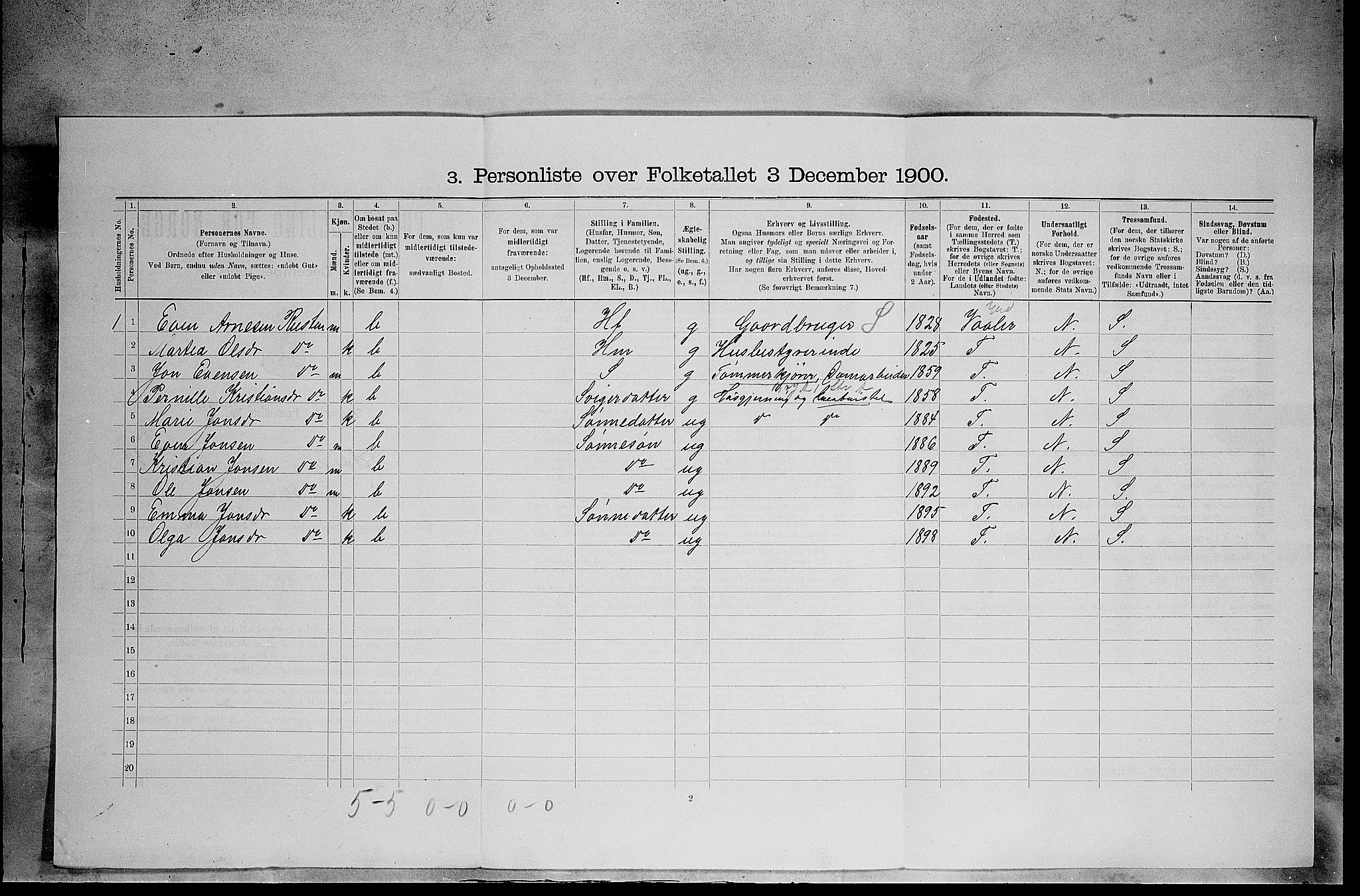 SAH, 1900 census for Åsnes, 1900, p. 1165