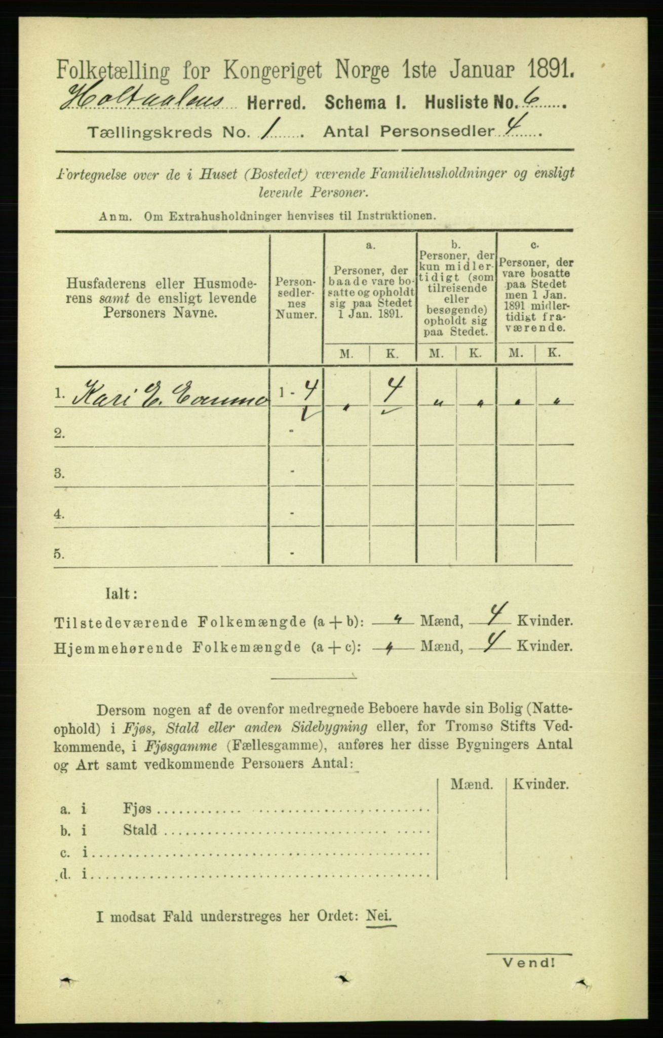 RA, 1891 census for 1645 Haltdalen, 1891, p. 21