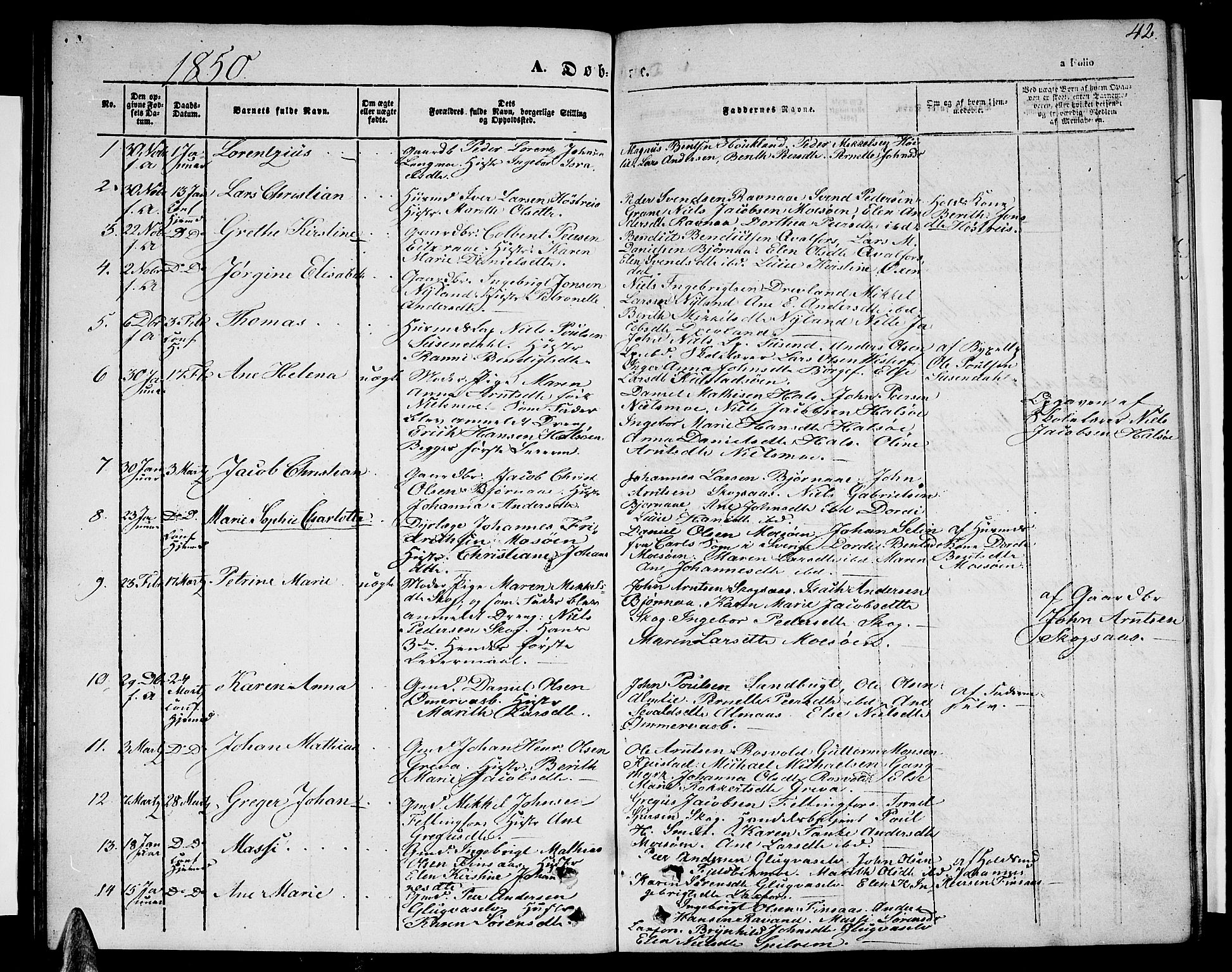 Ministerialprotokoller, klokkerbøker og fødselsregistre - Nordland, SAT/A-1459/820/L0300: Parish register (copy) no. 820C02, 1846-1850, p. 42