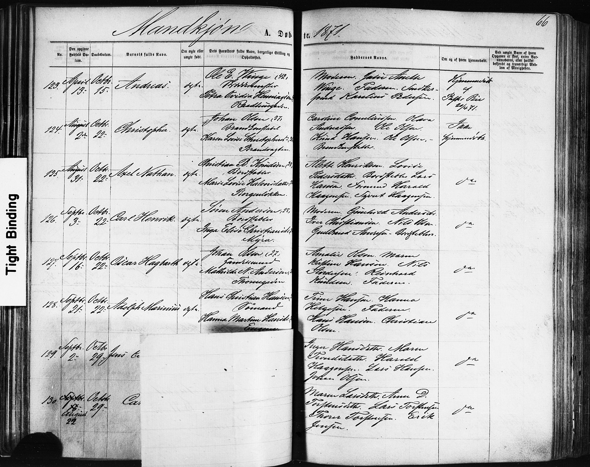 Bragernes kirkebøker, AV/SAKO-A-6/F/Fb/L0004: Parish register (official) no. II 4, 1869-1875, p. 66