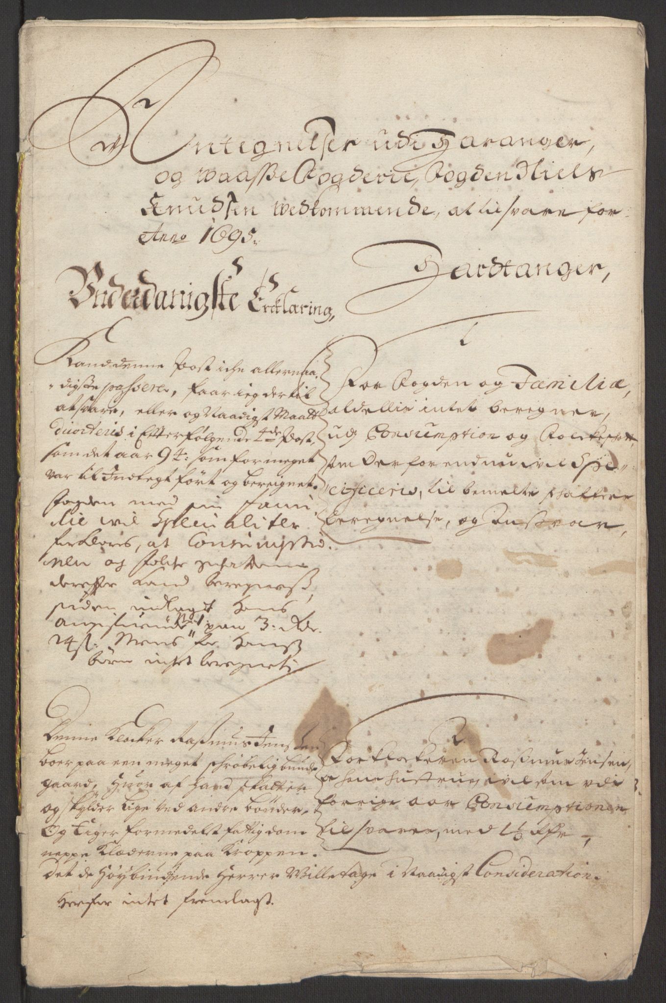 Rentekammeret inntil 1814, Reviderte regnskaper, Fogderegnskap, RA/EA-4092/R48/L2976: Fogderegnskap Sunnhordland og Hardanger, 1695-1696, p. 206