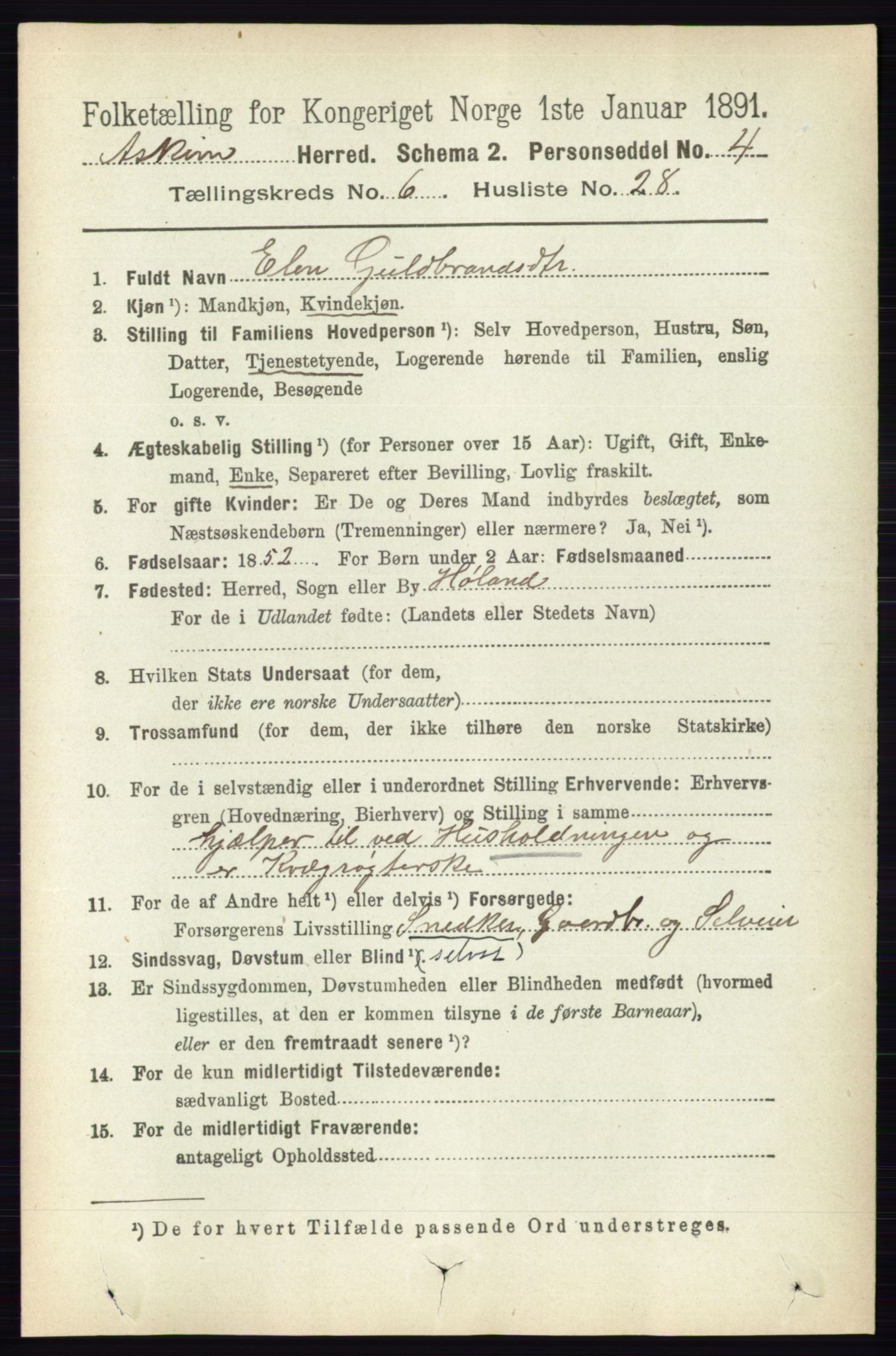 RA, 1891 census for 0124 Askim, 1891, p. 967