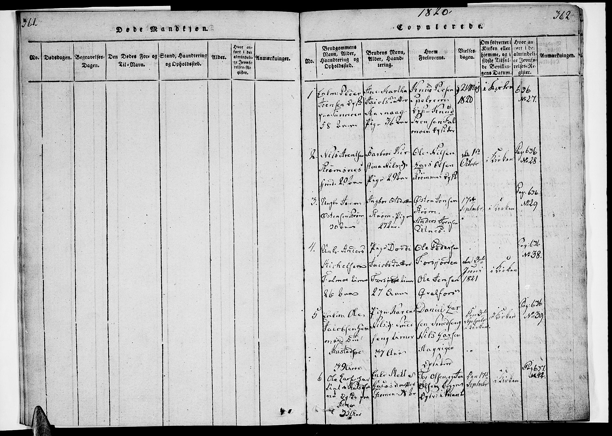 Ministerialprotokoller, klokkerbøker og fødselsregistre - Nordland, SAT/A-1459/820/L0288: Parish register (official) no. 820A09, 1820-1825, p. 361-362