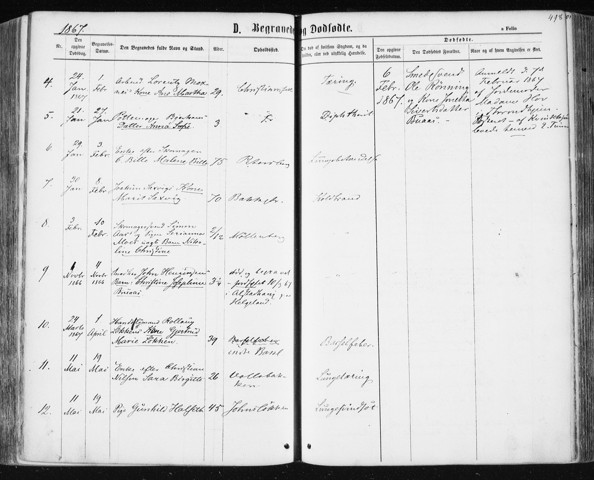 Ministerialprotokoller, klokkerbøker og fødselsregistre - Sør-Trøndelag, SAT/A-1456/604/L0186: Parish register (official) no. 604A07, 1866-1877, p. 498