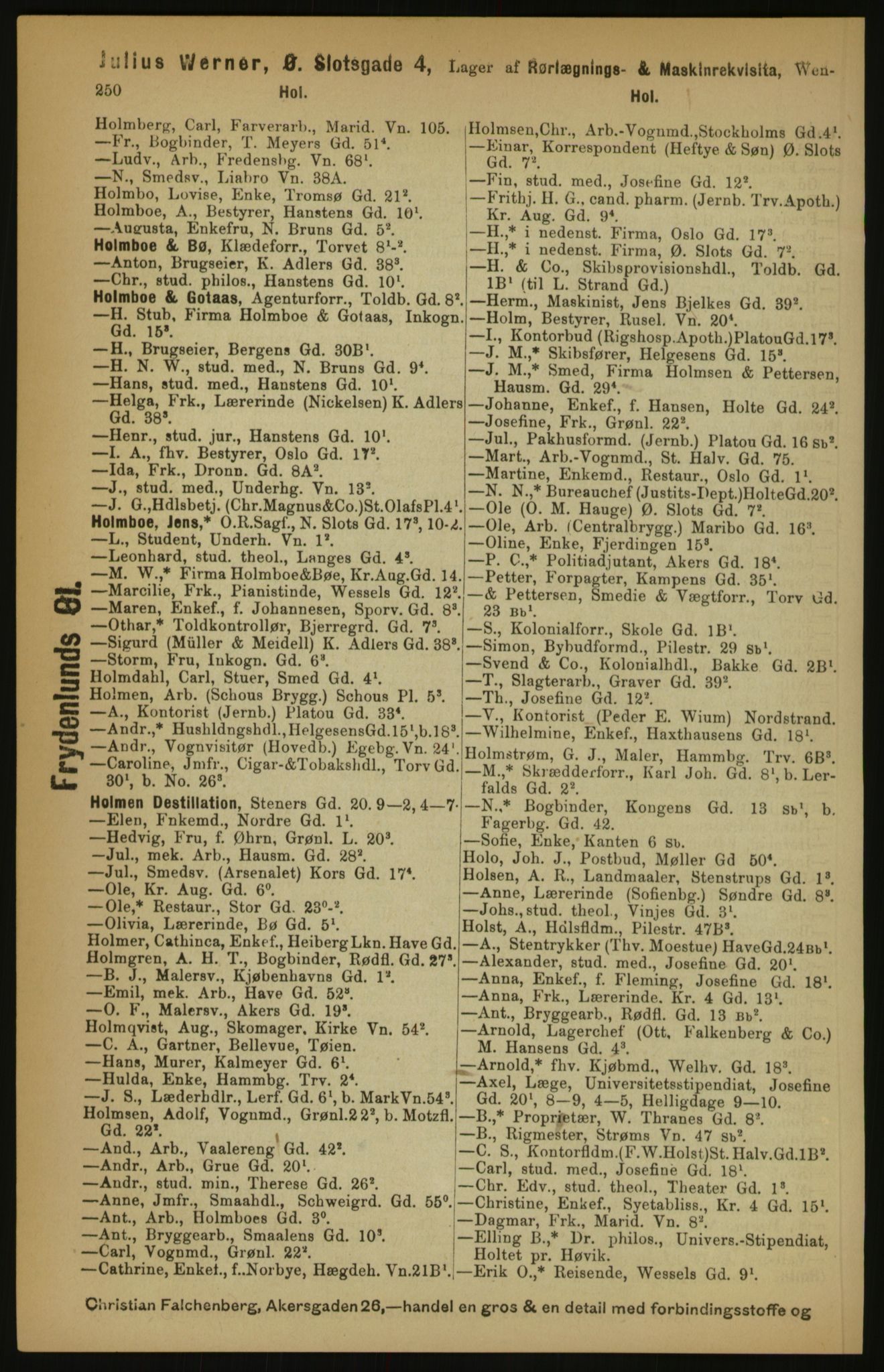 Kristiania/Oslo adressebok, PUBL/-, 1891, p. 250