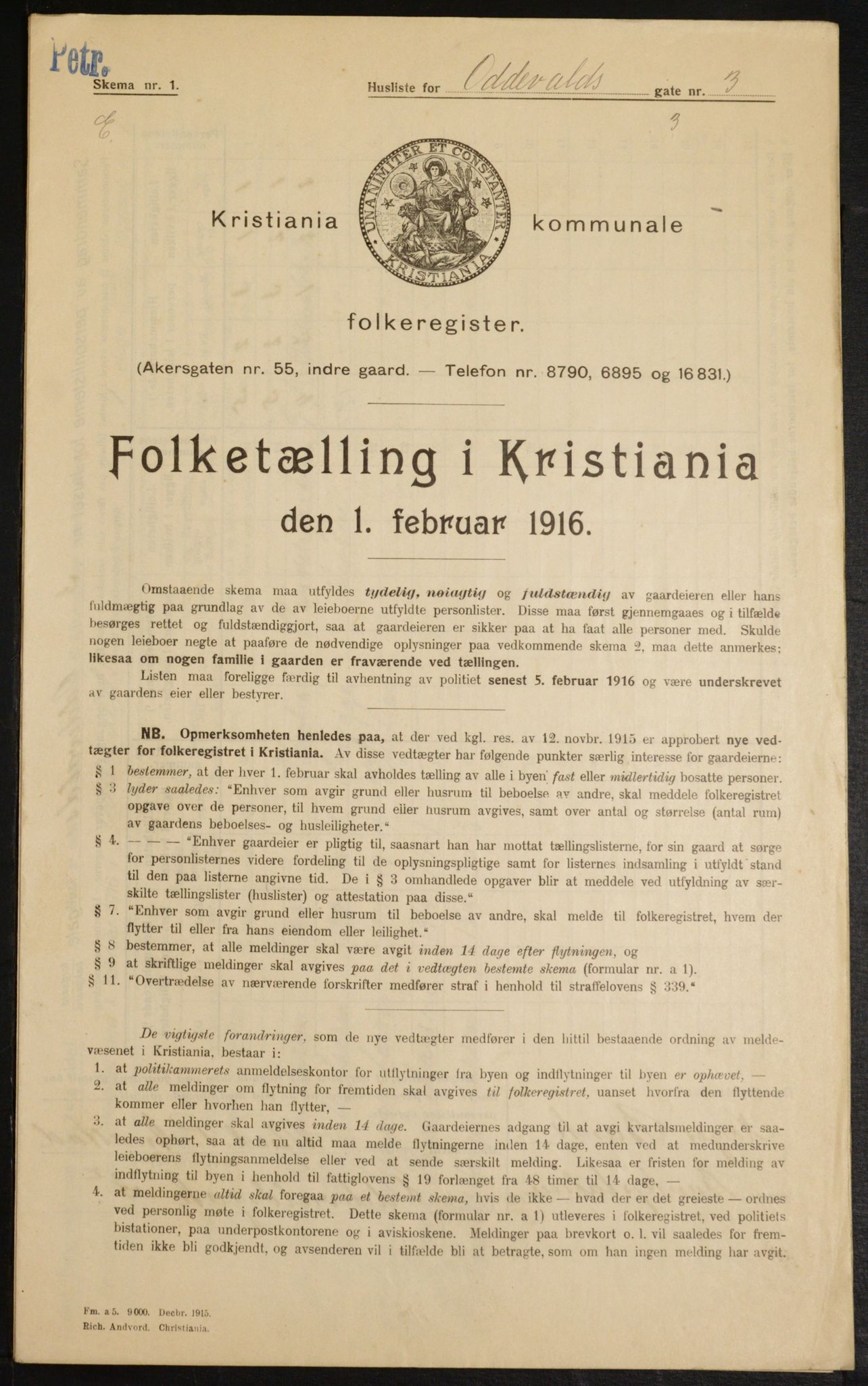 OBA, Municipal Census 1916 for Kristiania, 1916, p. 76230