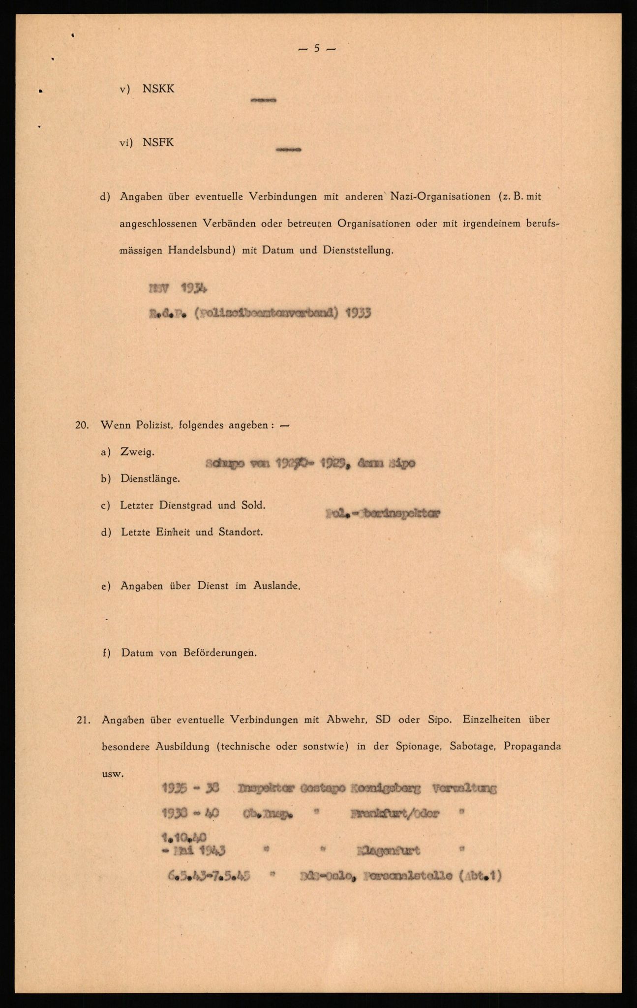 Forsvaret, Forsvarets overkommando II, AV/RA-RAFA-3915/D/Db/L0027: CI Questionaires. Tyske okkupasjonsstyrker i Norge. Tyskere., 1945-1946, p. 445