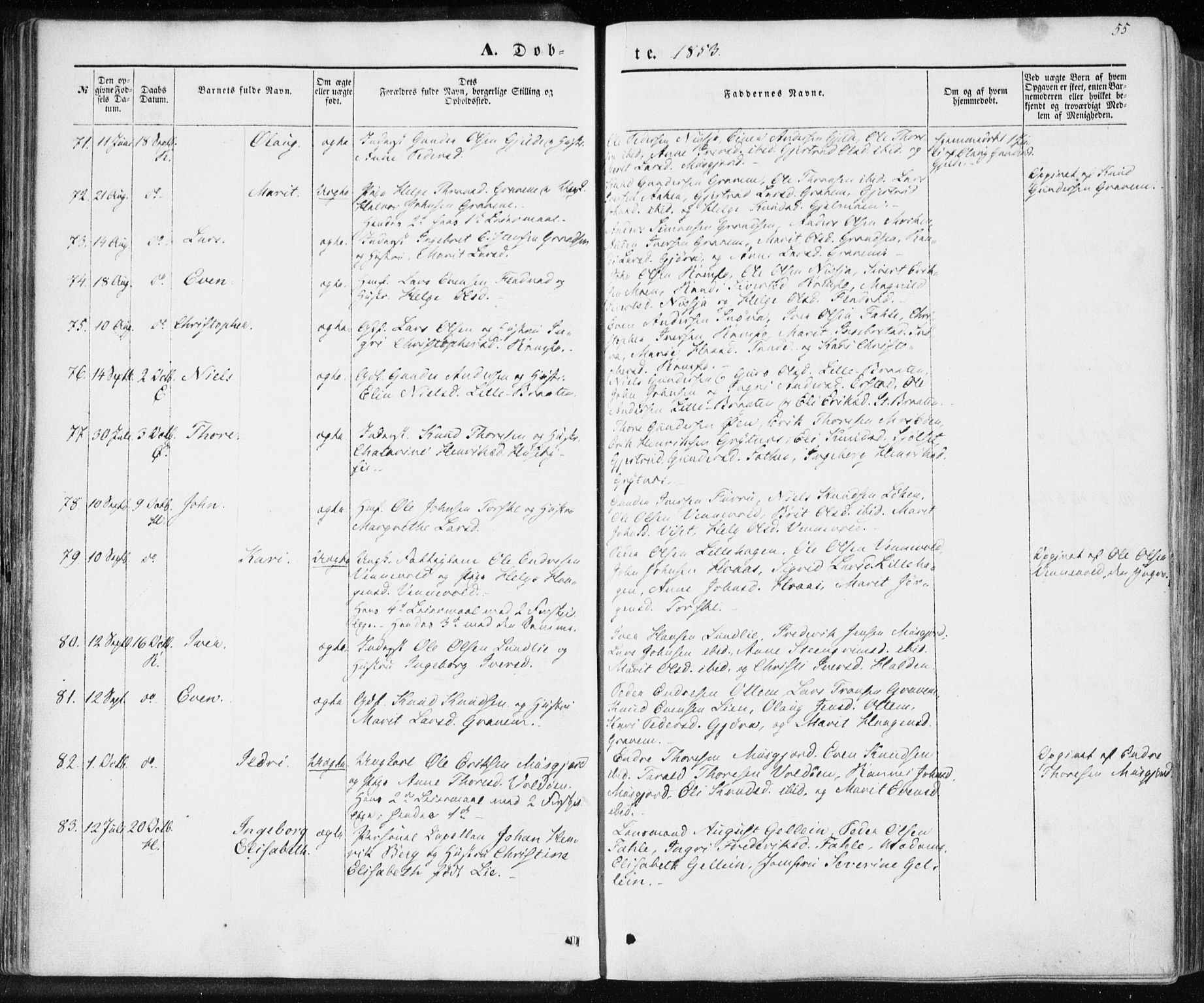 Ministerialprotokoller, klokkerbøker og fødselsregistre - Møre og Romsdal, SAT/A-1454/590/L1013: Parish register (official) no. 590A05, 1847-1877, p. 55