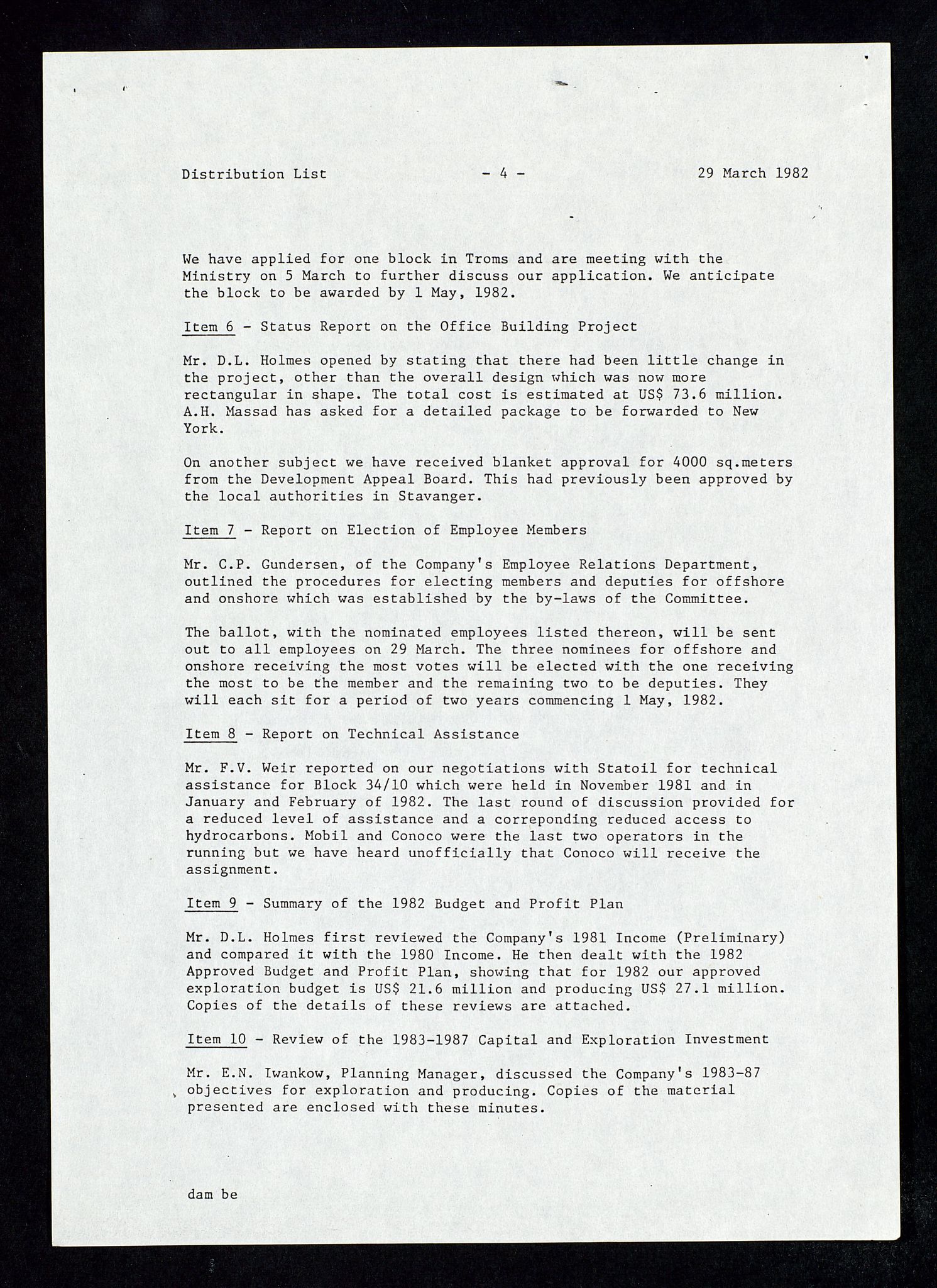 Pa 1578 - Mobil Exploration Norway Incorporated, AV/SAST-A-102024/4/D/Da/L0168: Sak og korrespondanse og styremøter, 1973-1986, p. 137