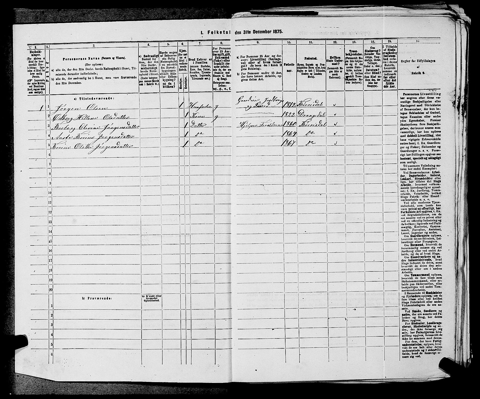 SAKO, 1875 census for 0817P Drangedal, 1875, p. 874