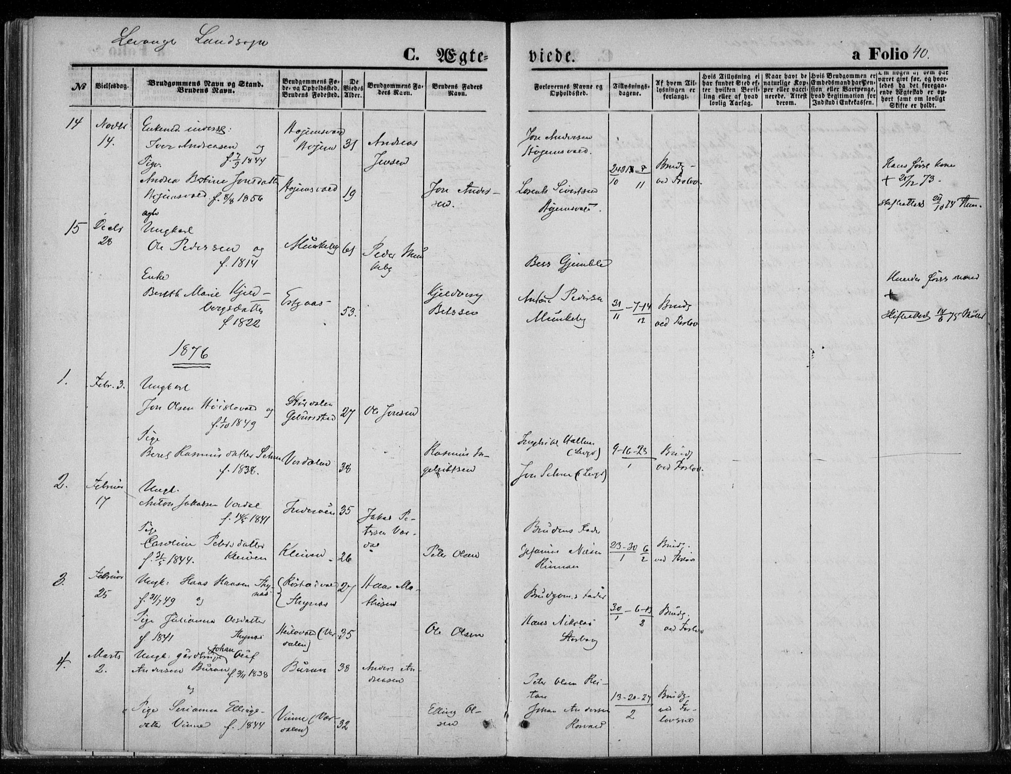 Ministerialprotokoller, klokkerbøker og fødselsregistre - Nord-Trøndelag, AV/SAT-A-1458/720/L0187: Parish register (official) no. 720A04 /2, 1875-1879, p. 40