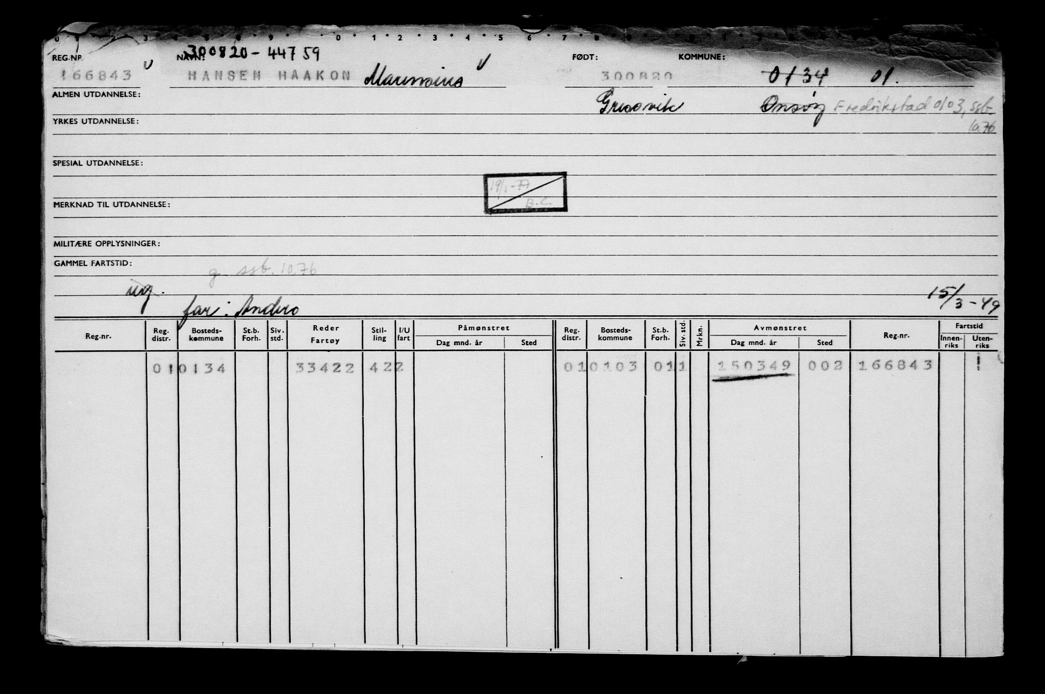 Direktoratet for sjømenn, AV/RA-S-3545/G/Gb/L0184: Hovedkort, 1920, p. 727