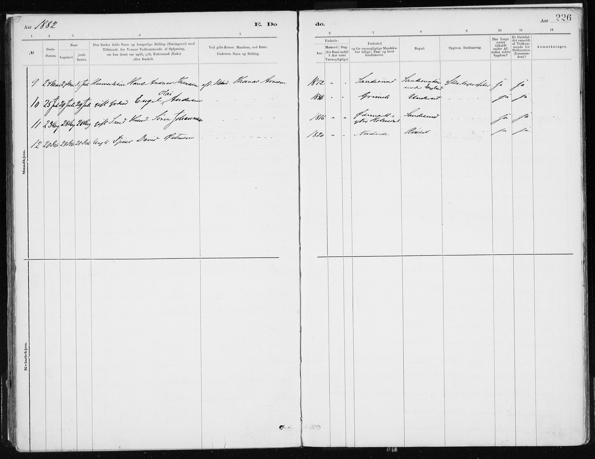 Askvoll sokneprestembete, AV/SAB-A-79501/H/Haa/Haab/L0002: Parish register (official) no. B 2, 1879-1909, p. 226