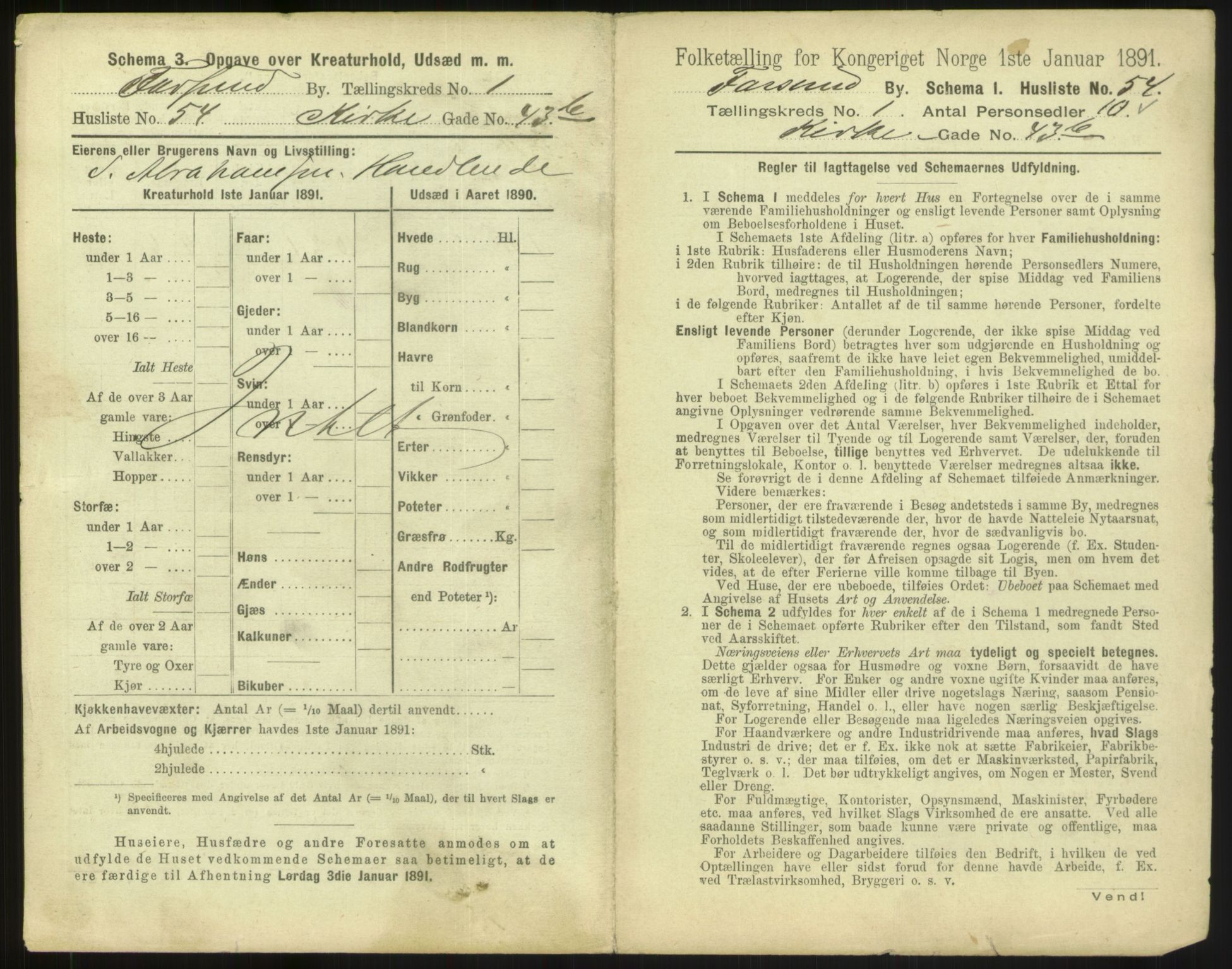 RA, 1891 census for 1003 Farsund, 1891, p. 124