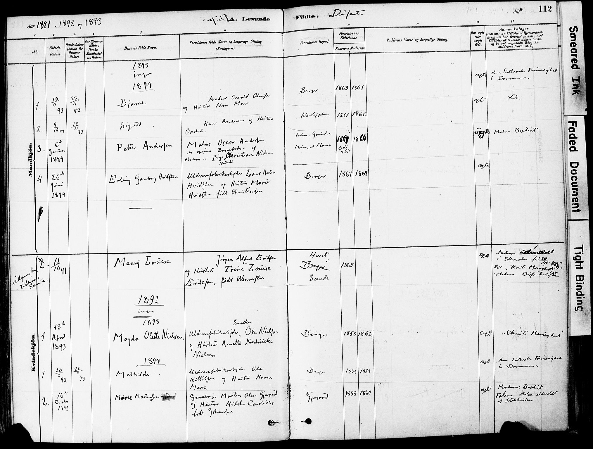 Strømm kirkebøker, AV/SAKO-A-322/F/Fa/L0004: Parish register (official) no. I 4, 1878-1899, p. 112