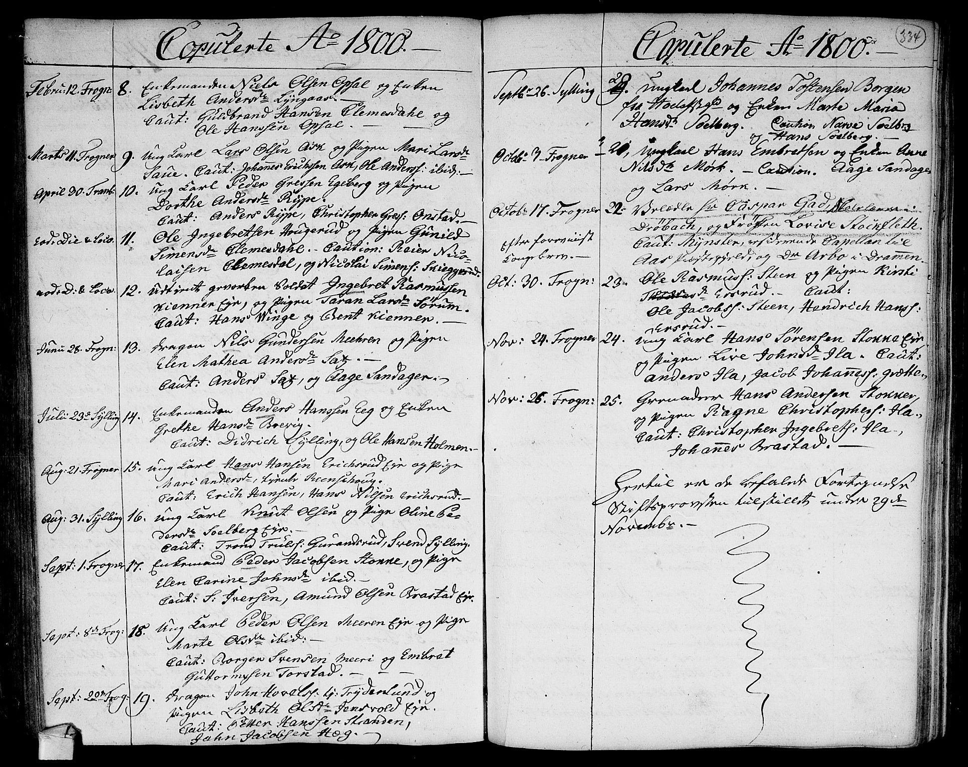 Lier kirkebøker, SAKO/A-230/F/Fa/L0007: Parish register (official) no. I 7, 1794-1813, p. 334