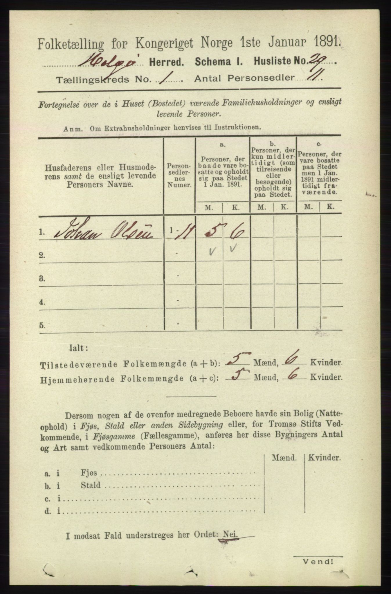 RA, 1891 census for 1935 Helgøy, 1891, p. 42