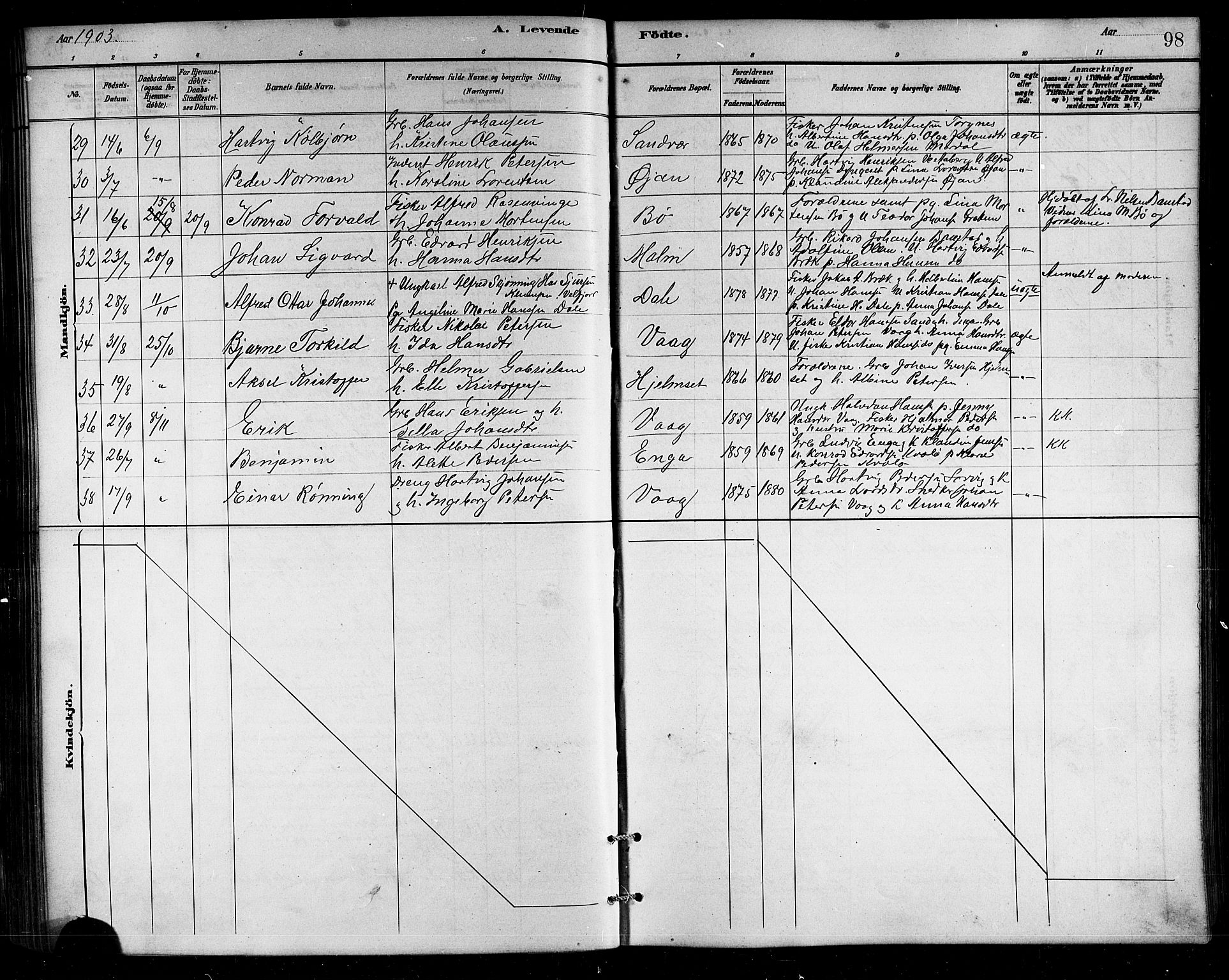 Ministerialprotokoller, klokkerbøker og fødselsregistre - Nordland, SAT/A-1459/812/L0188: Parish register (copy) no. 812C06, 1884-1912, p. 98