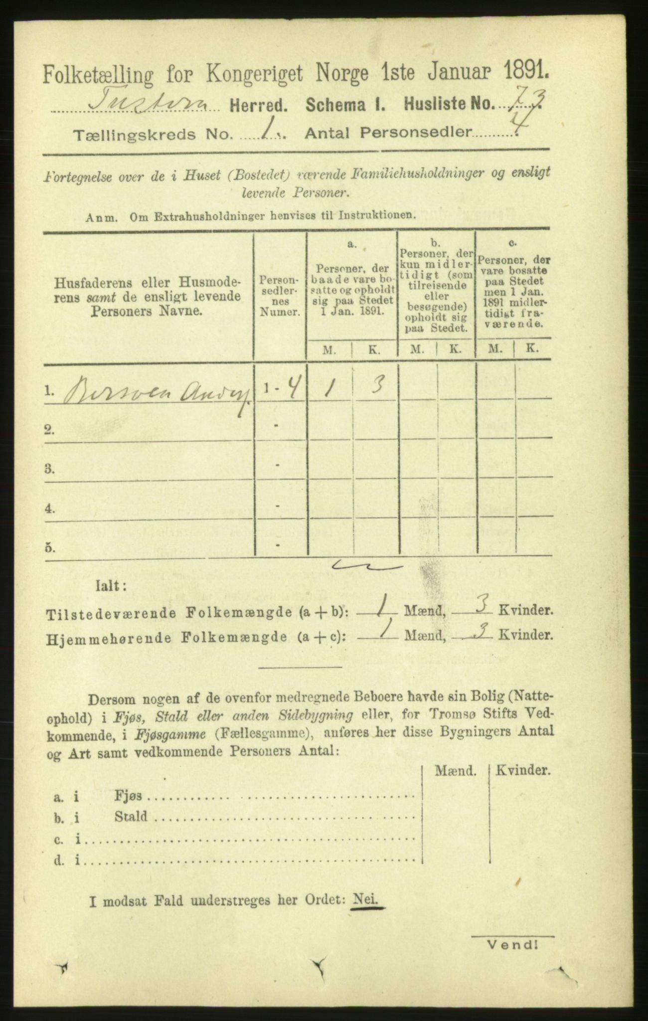 RA, 1891 census for 1572 Tustna, 1891, p. 93