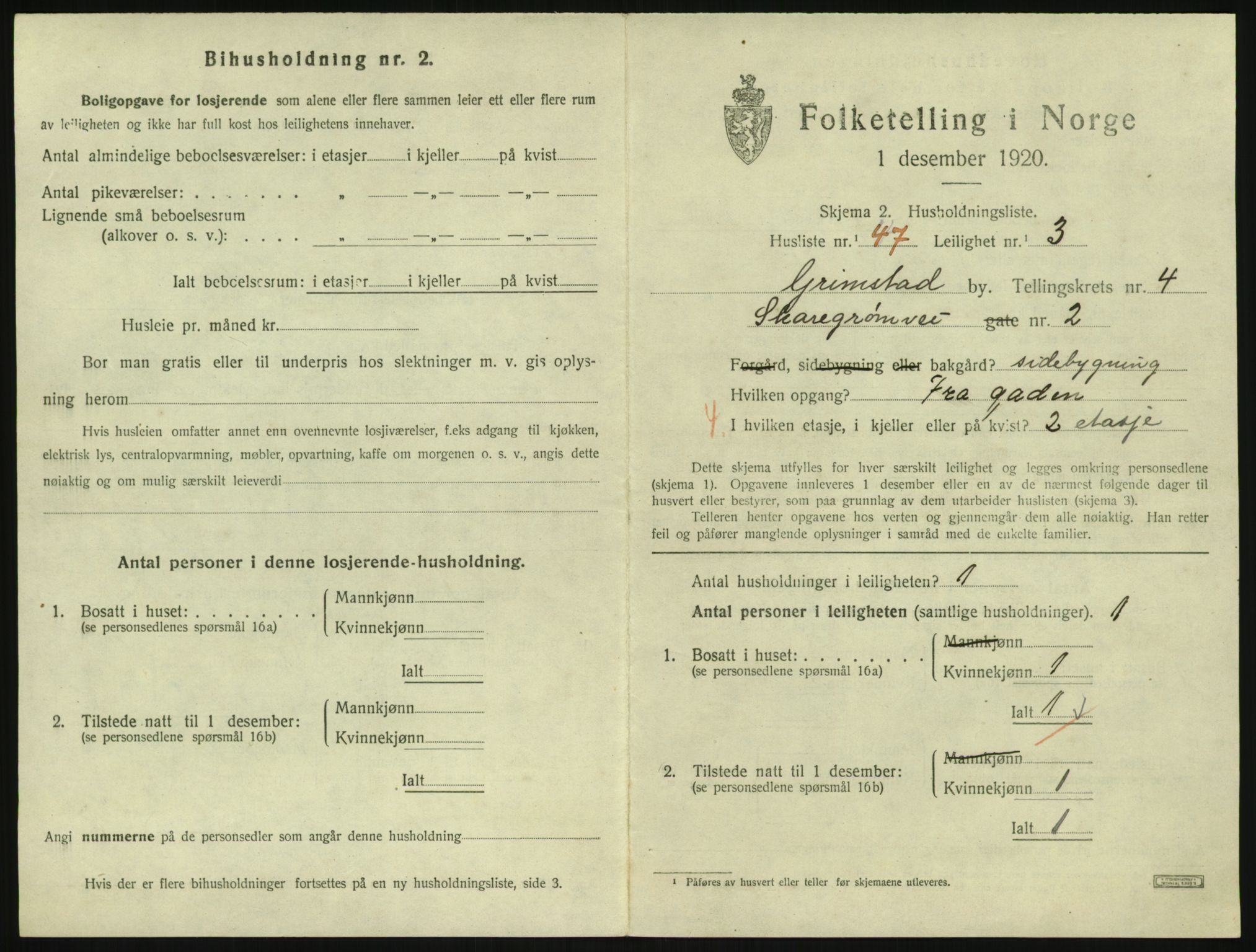 SAK, 1920 census for Grimstad, 1920, p. 1965