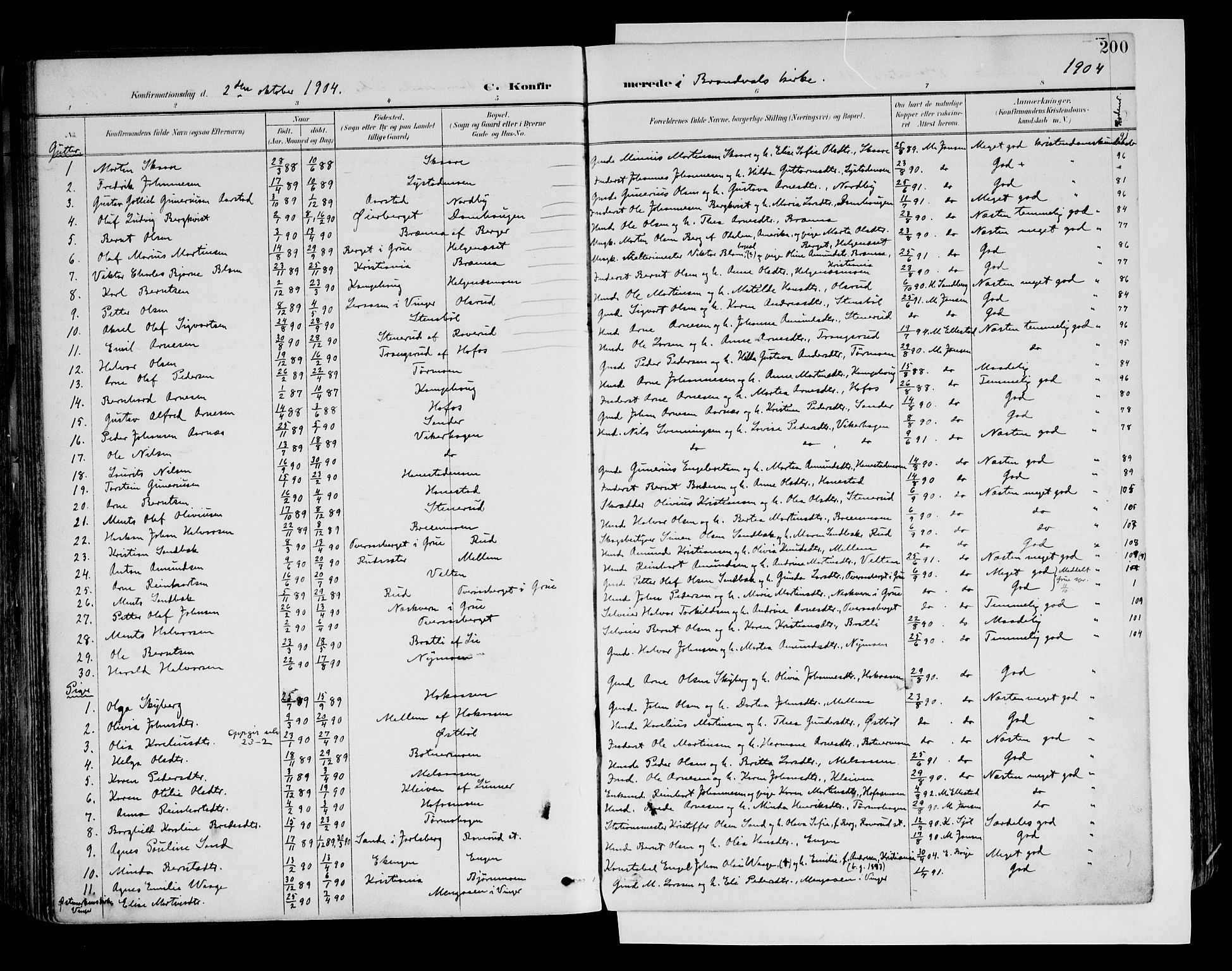 Brandval prestekontor, AV/SAH-PREST-034/H/Ha/Haa/L0003: Parish register (official) no. 3, 1894-1909, p. 200