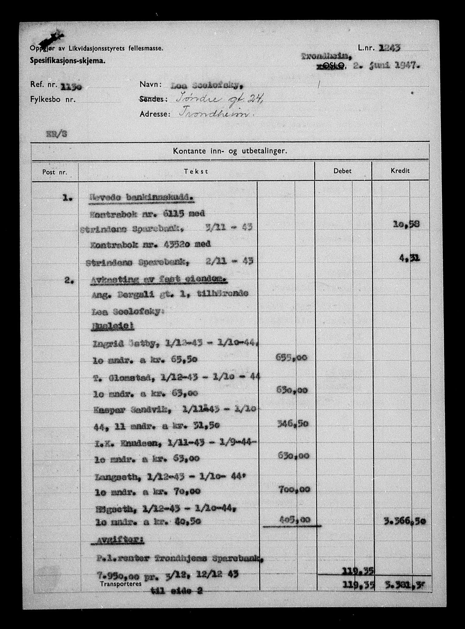 Justisdepartementet, Tilbakeføringskontoret for inndratte formuer, AV/RA-S-1564/H/Hc/Hca/L0908: --, 1945-1947, p. 219