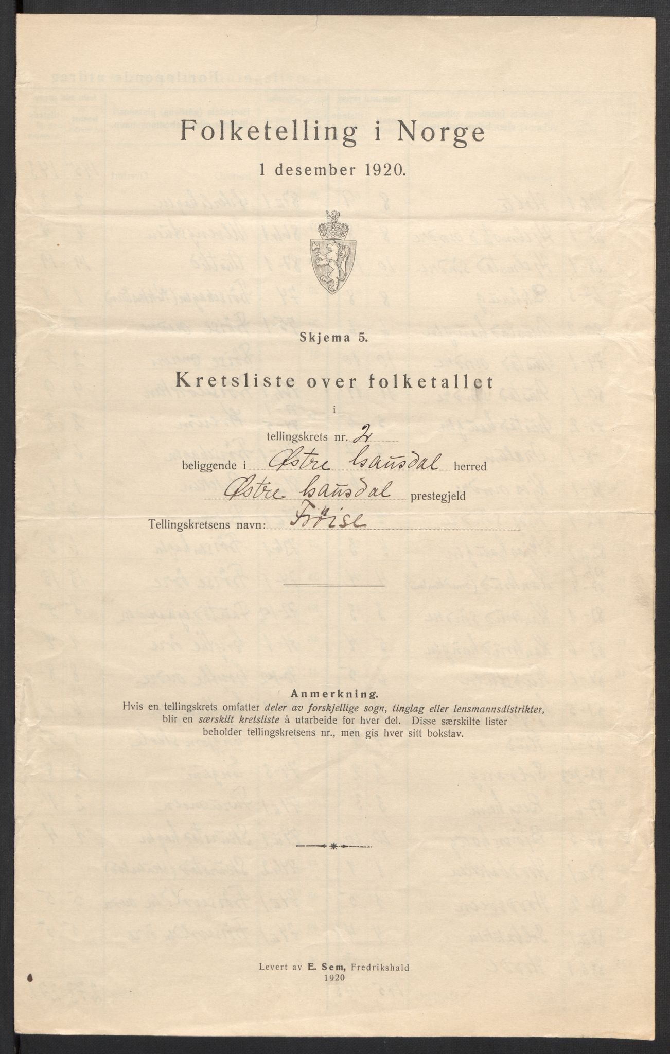 SAH, 1920 census for Østre Gausdal, 1920, p. 11