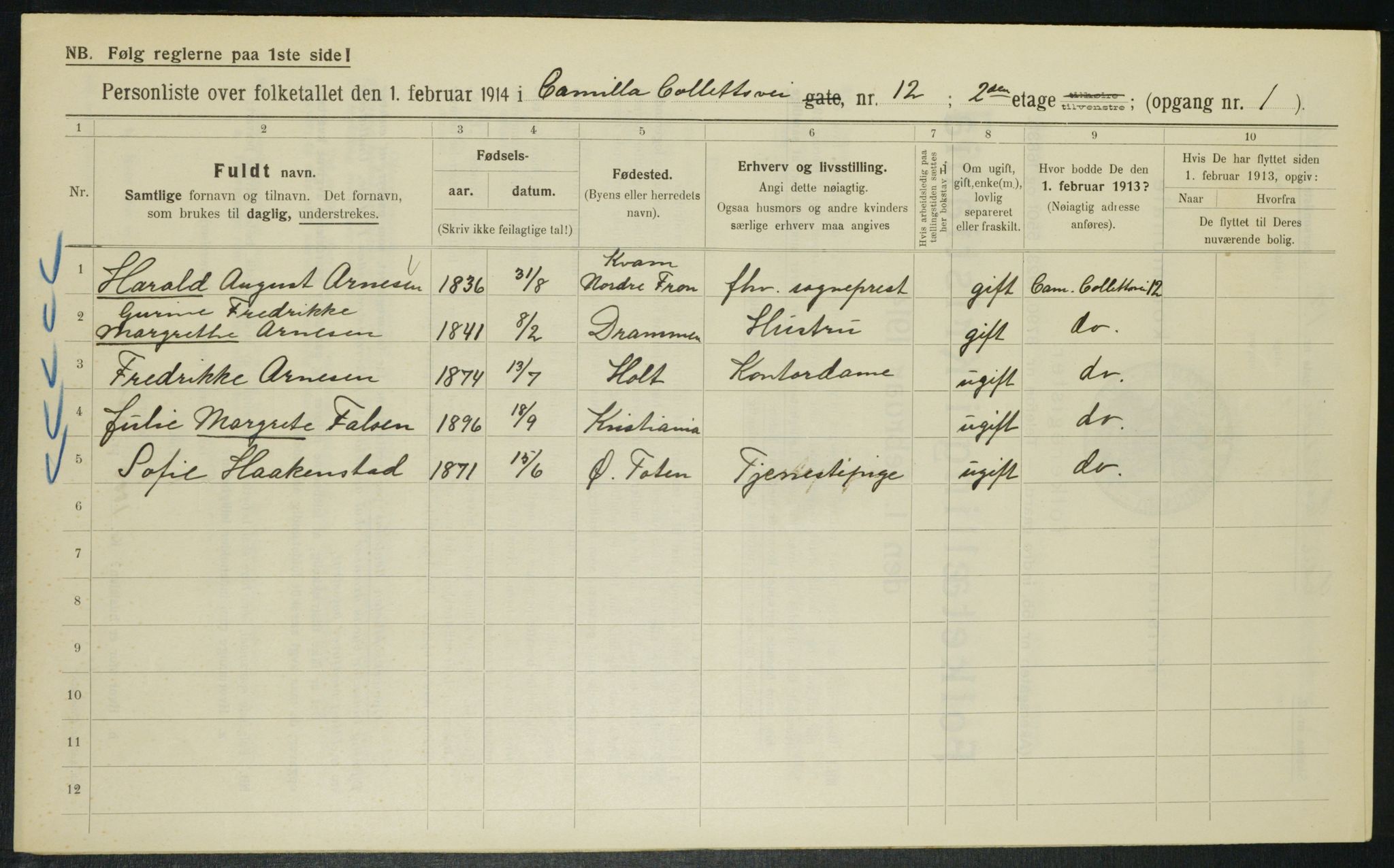 OBA, Municipal Census 1914 for Kristiania, 1914, p. 11912