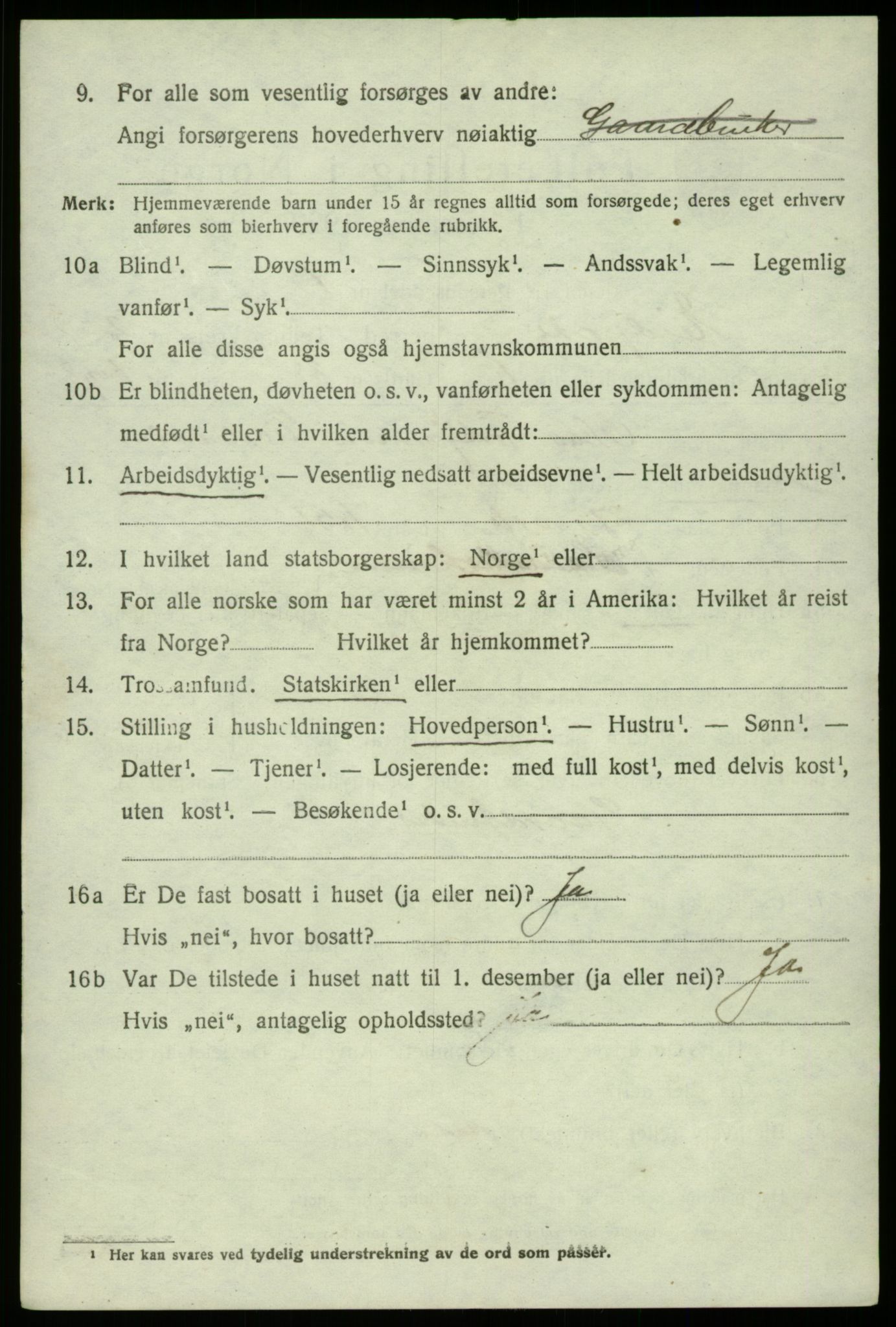 SAB, 1920 census for Eidfjord, 1920, p. 741