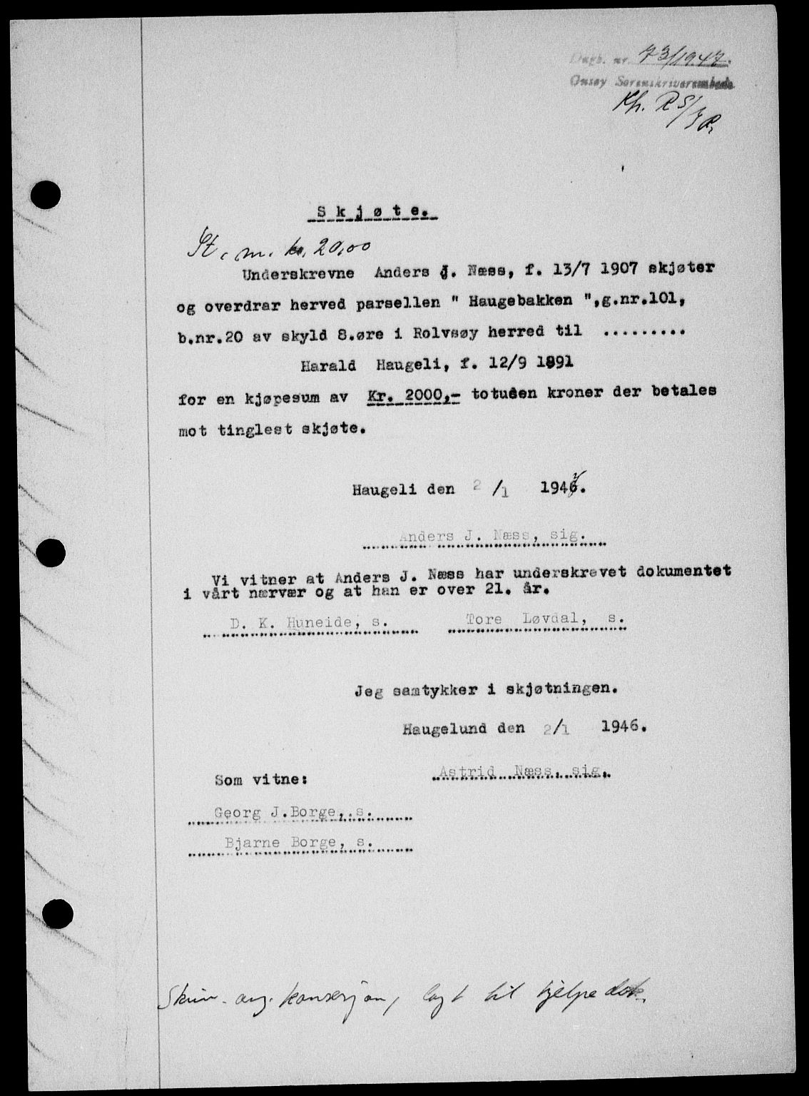 Onsøy sorenskriveri, SAO/A-10474/G/Ga/Gab/L0018: Mortgage book no. II A-18, 1946-1947, Diary no: : 73/1947
