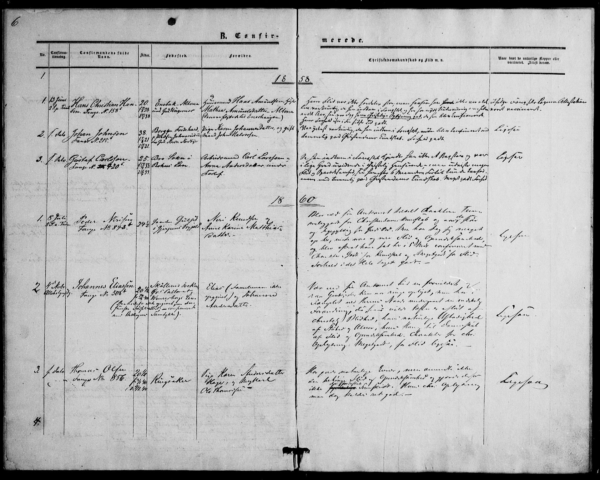 Botsfengslet prestekontor kirkebøker, SAO/A-11688a: Parish register (official) no. 1, 1853-1880, p. 6